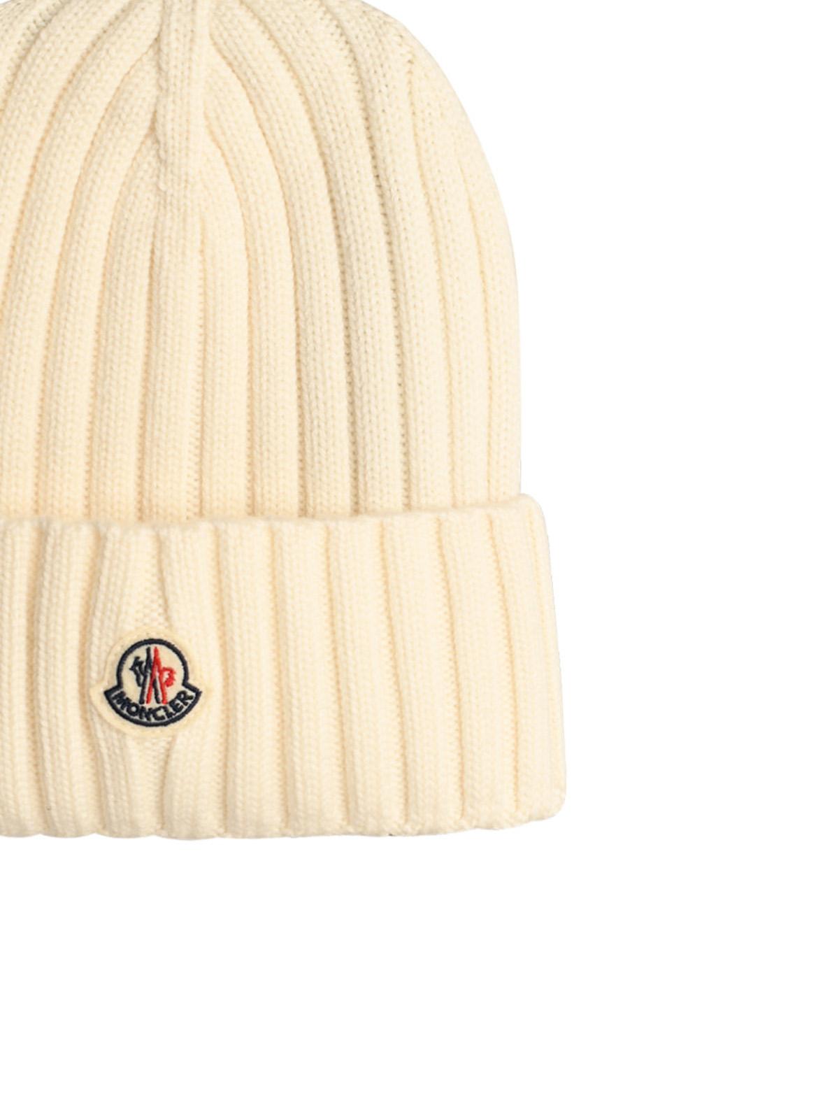 Moncler White Virgin Wool Beanie Women MONCLER
