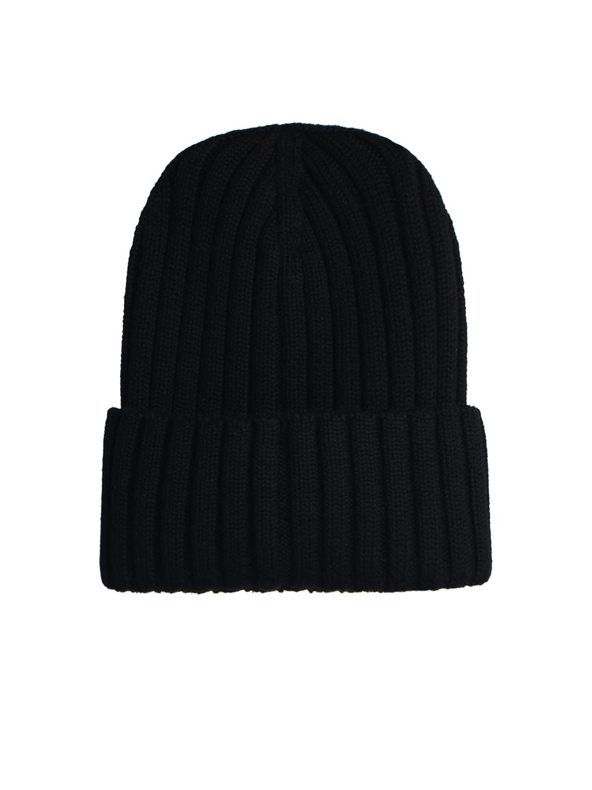 Moncler Black Virgin Wool Beanie Women MONCLER