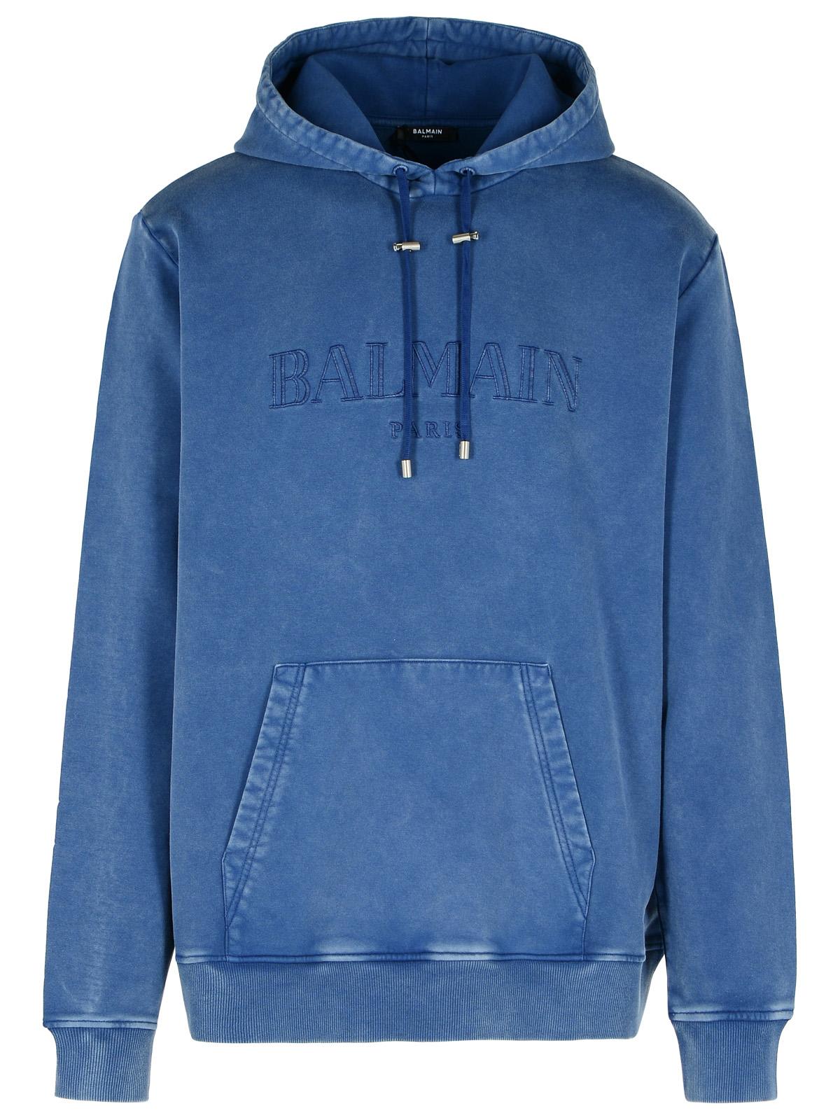 Balmain Blue Cotton Sweatshirt Men BALMAIN
