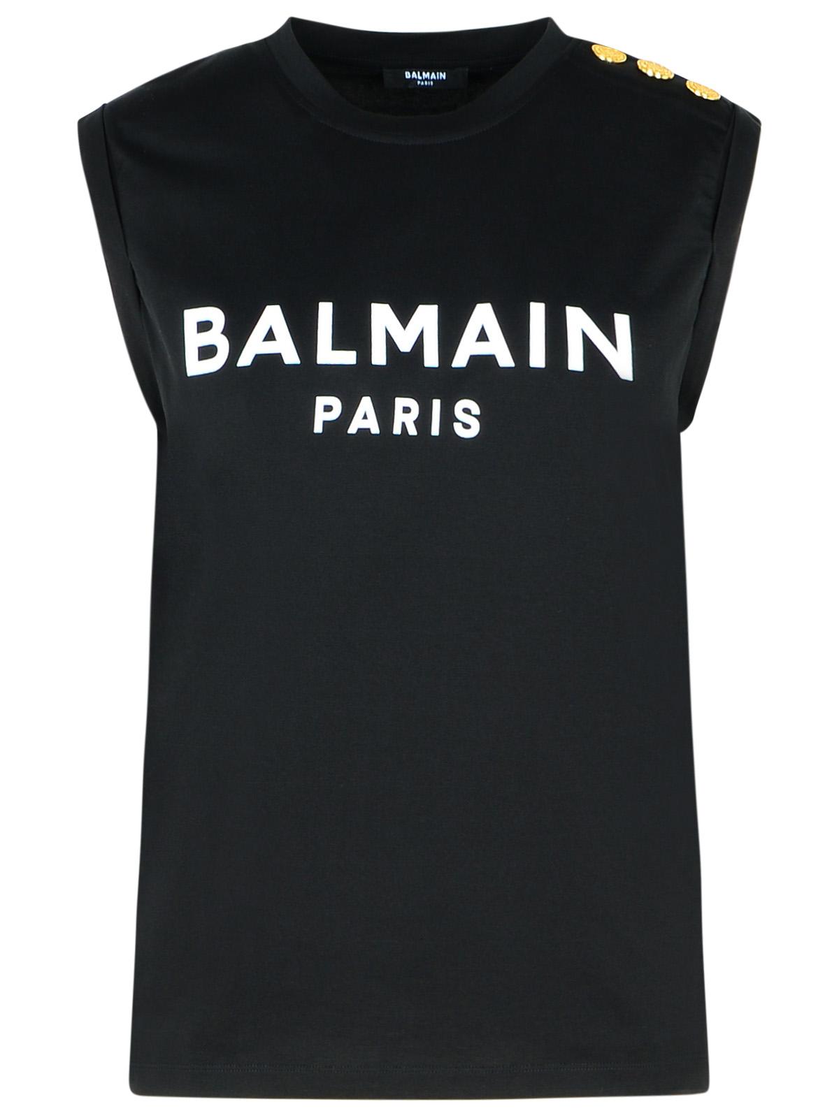 Balmain Black Cotton Tank Top Women BALMAIN