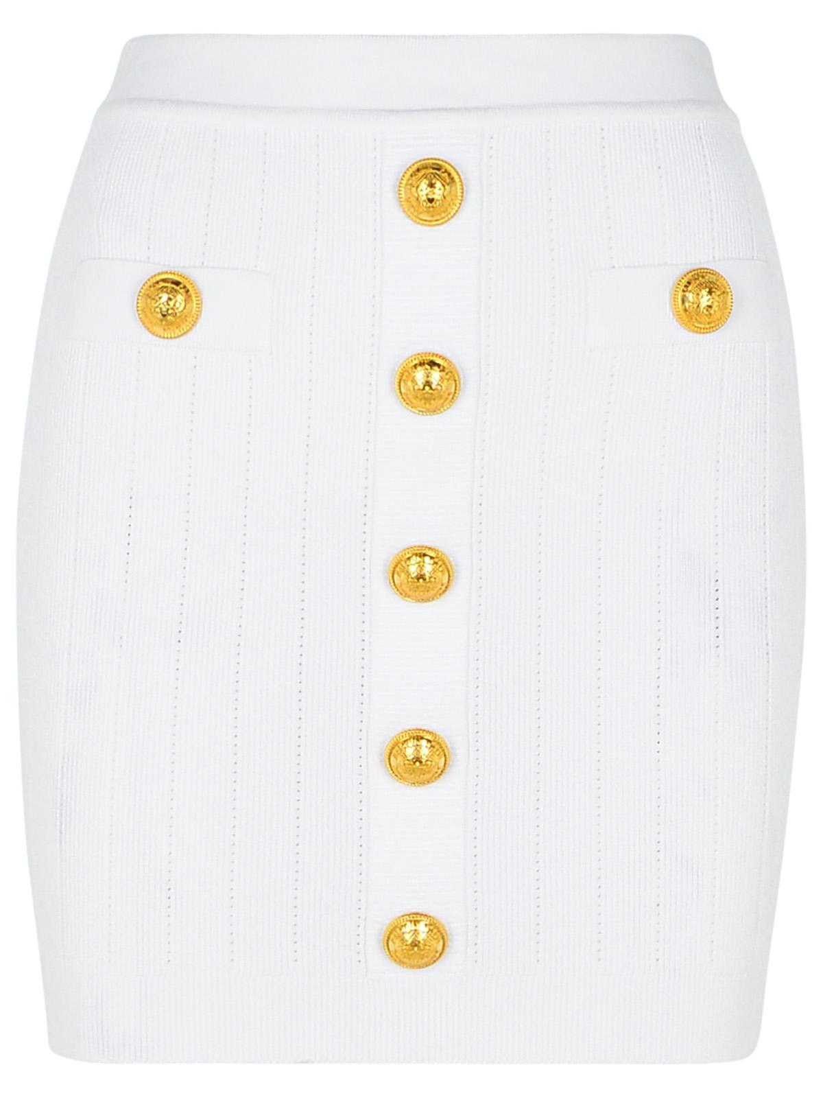 Balmain Mini Skirt In White Viscose Blend Women BALMAIN