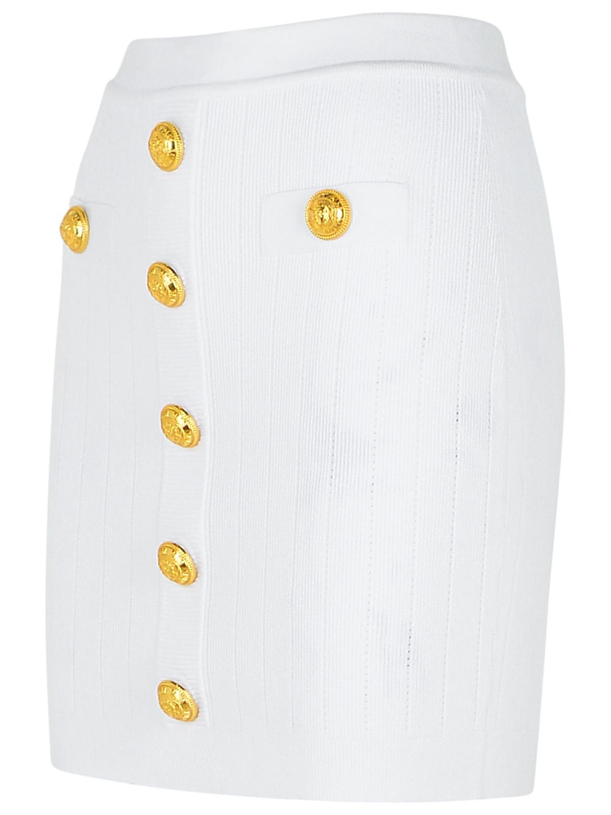 Balmain Mini Skirt In White Viscose Blend Women BALMAIN