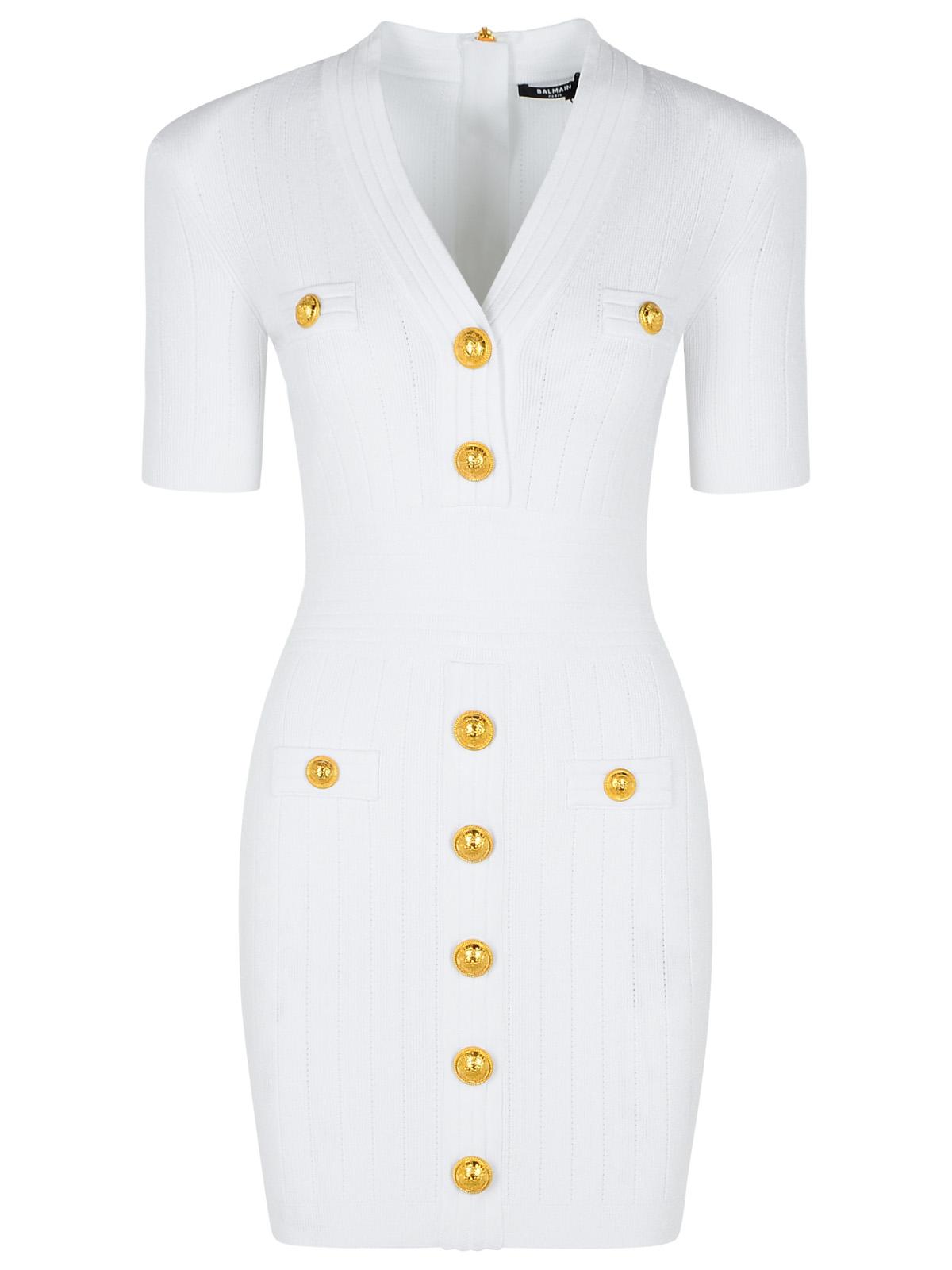 Balmain White Viscose Blend Dress Women BALMAIN