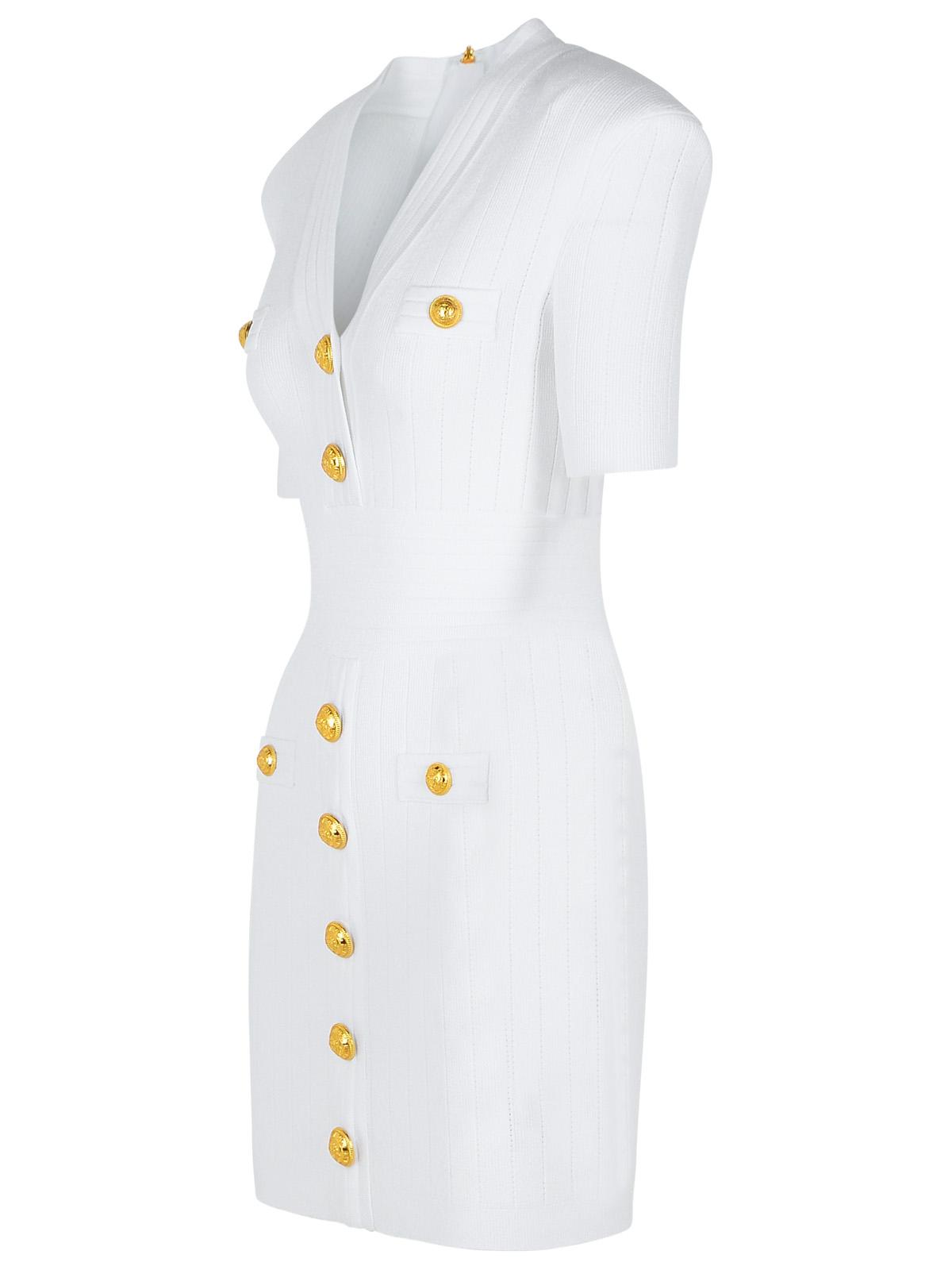 Balmain White Viscose Blend Dress Women BALMAIN