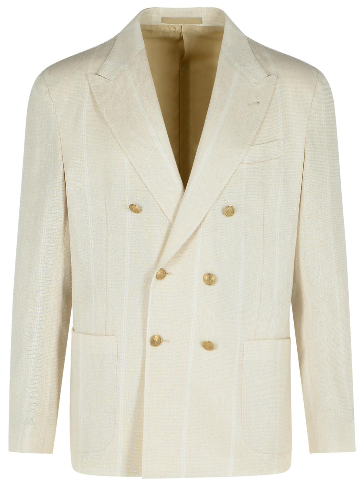 Eleventy Cream Cotton Blend Blazer Men ELEVENTY
