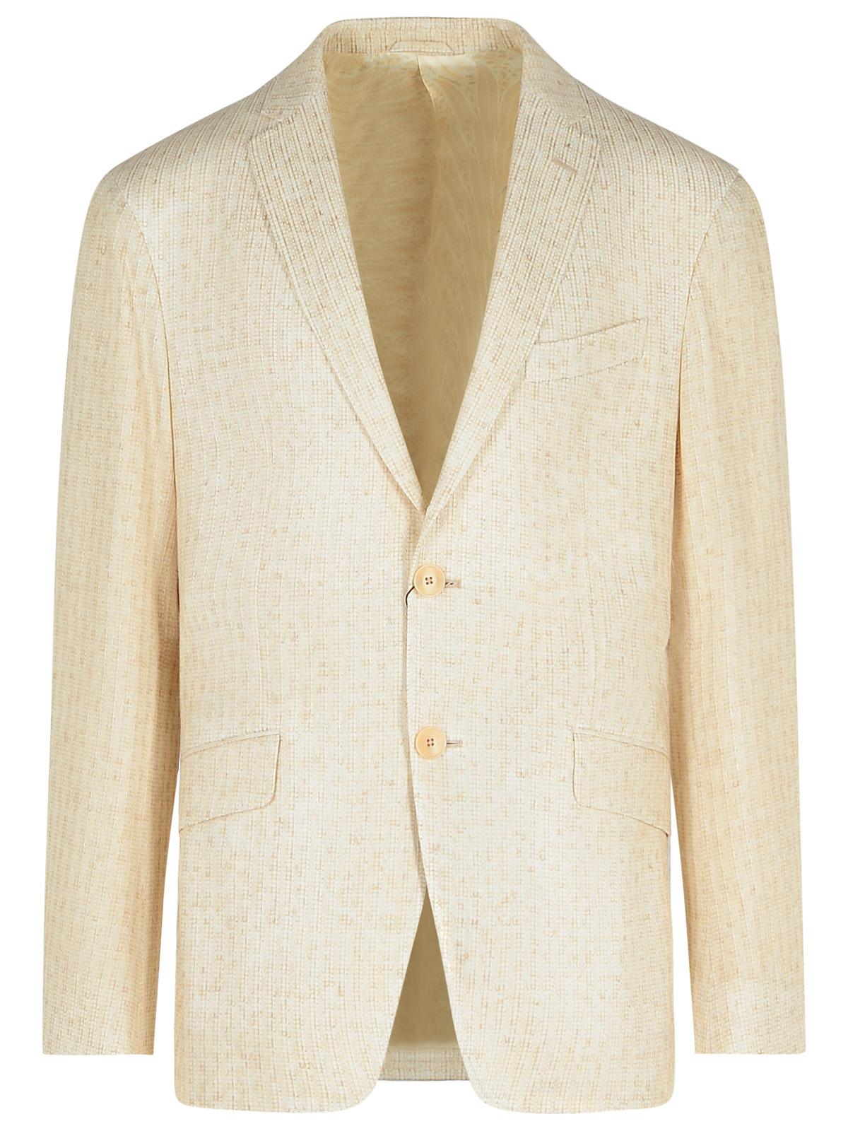 Etro Blazer In Cream Linen Blend Men ETRO
