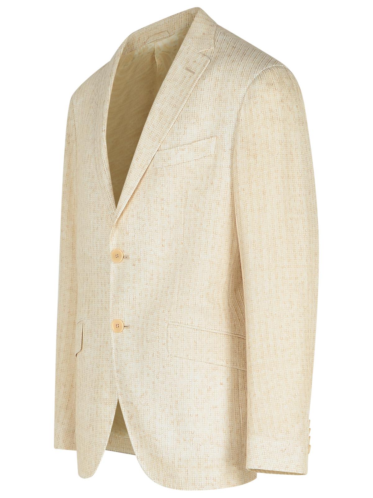 Etro Blazer In Cream Linen Blend Men ETRO