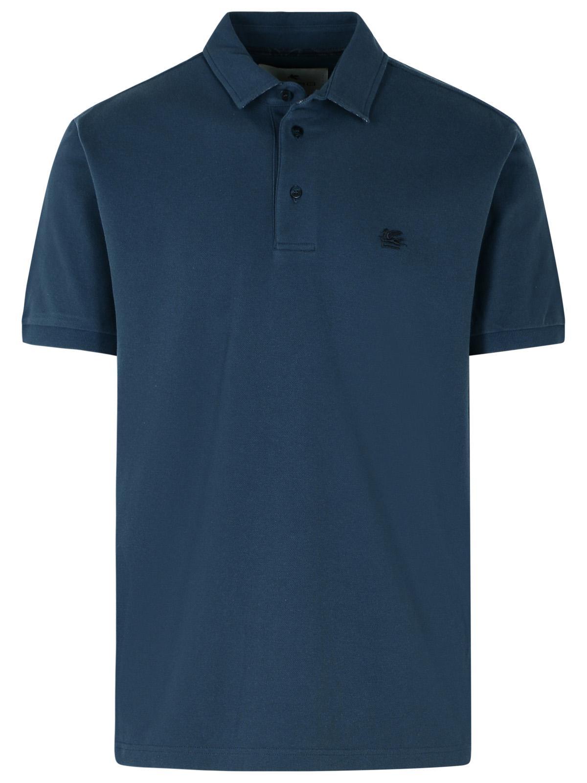 Etro 'Roma' Navy Cotton Polo Shirt Men ETRO