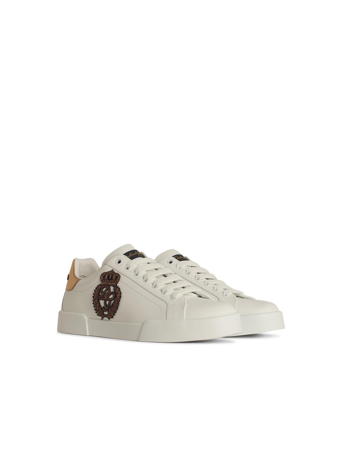 Dolce & Gabbana 'Portofino' White Leather Sneakers Men DOLCE & GABBANA
