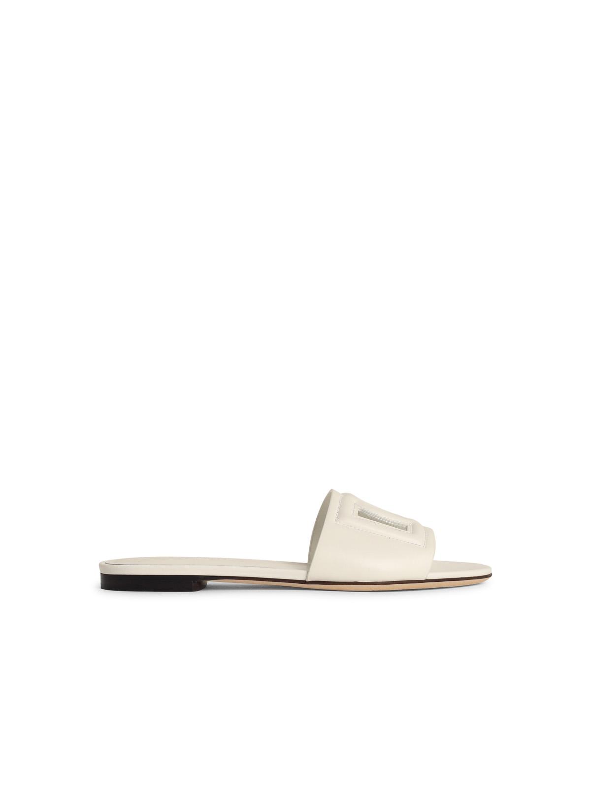 Dolce & Gabbana White Leather Slippers Women DOLCE & GABBANA