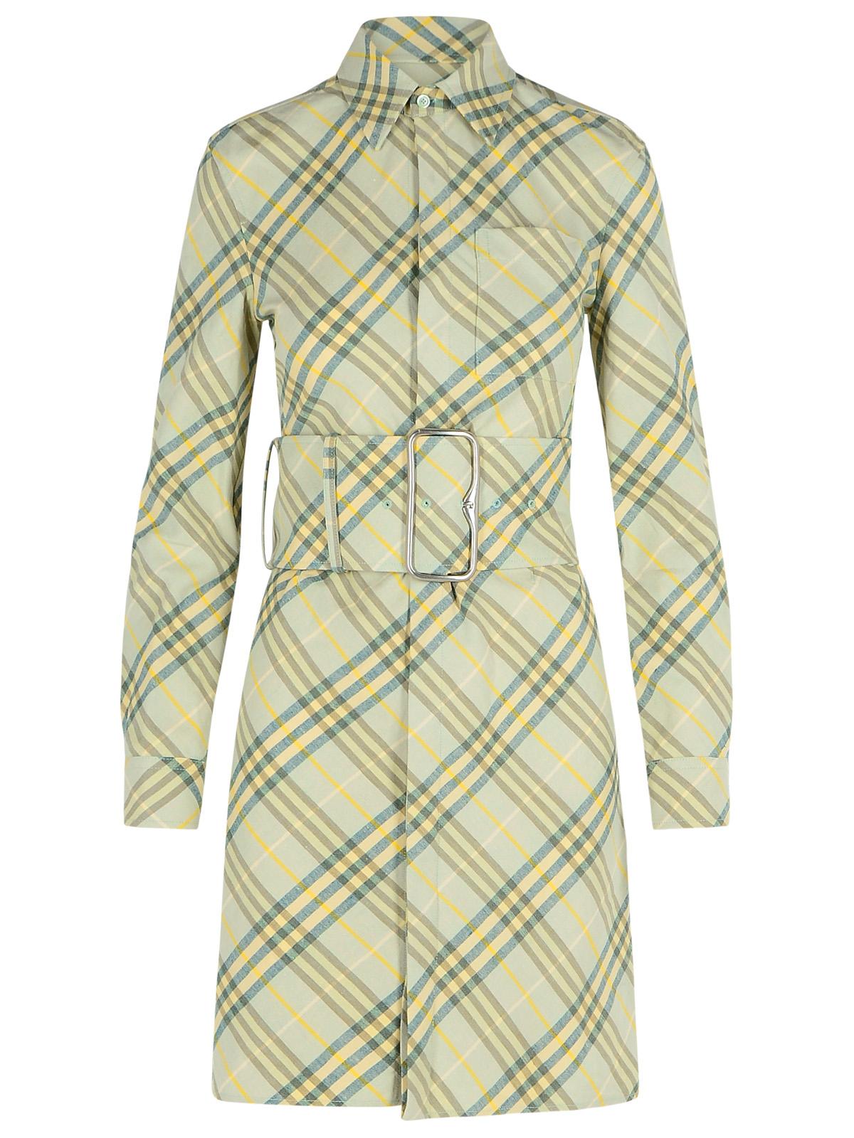 Burberry 'Check' Green Linen Dress Women BURBERRY