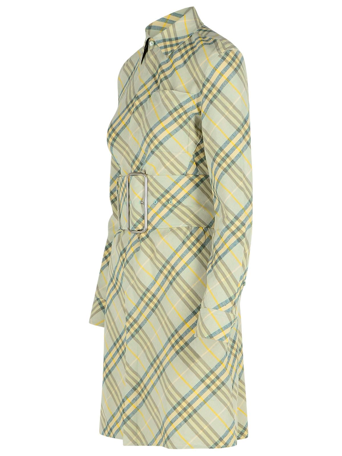Burberry 'Check' Green Linen Dress Women BURBERRY