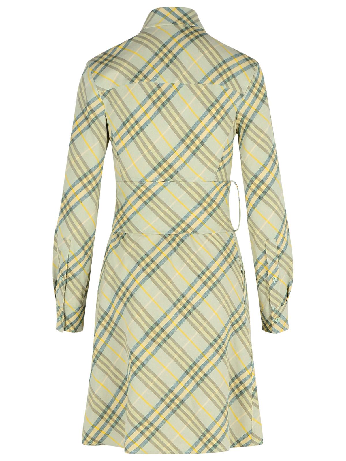 Burberry 'Check' Green Linen Dress Women BURBERRY