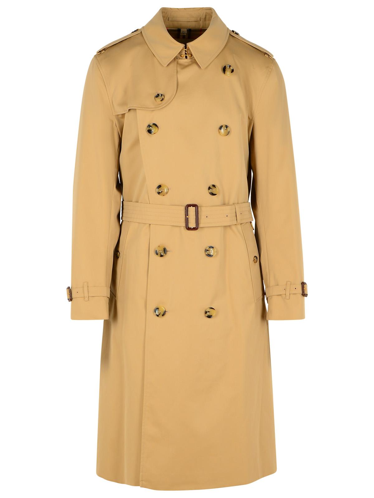 Burberry Long 'Kensington' Beige Cotton Trench Coat Men BURBERRY