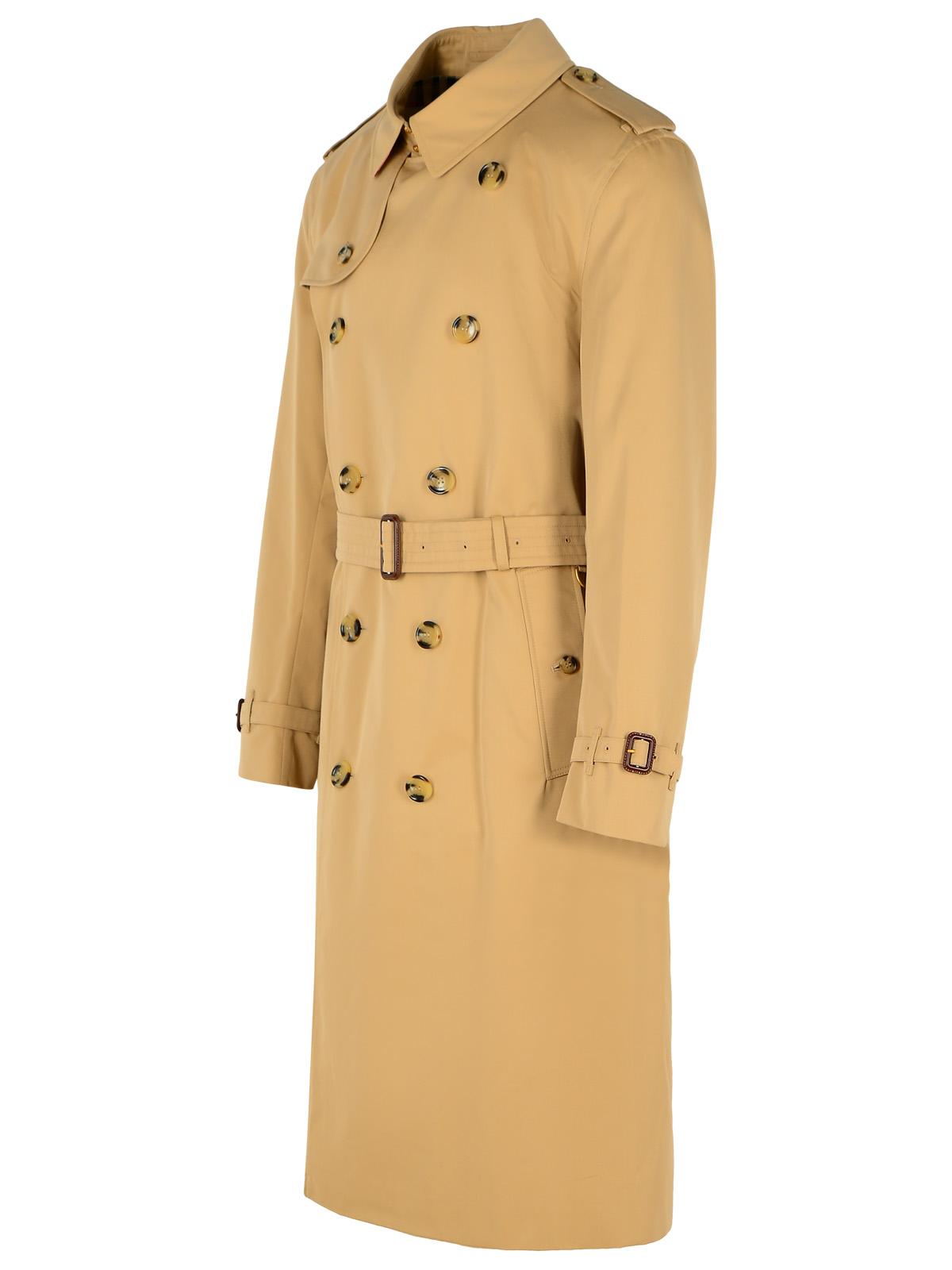 Burberry Long 'Kensington' Beige Cotton Trench Coat Men BURBERRY