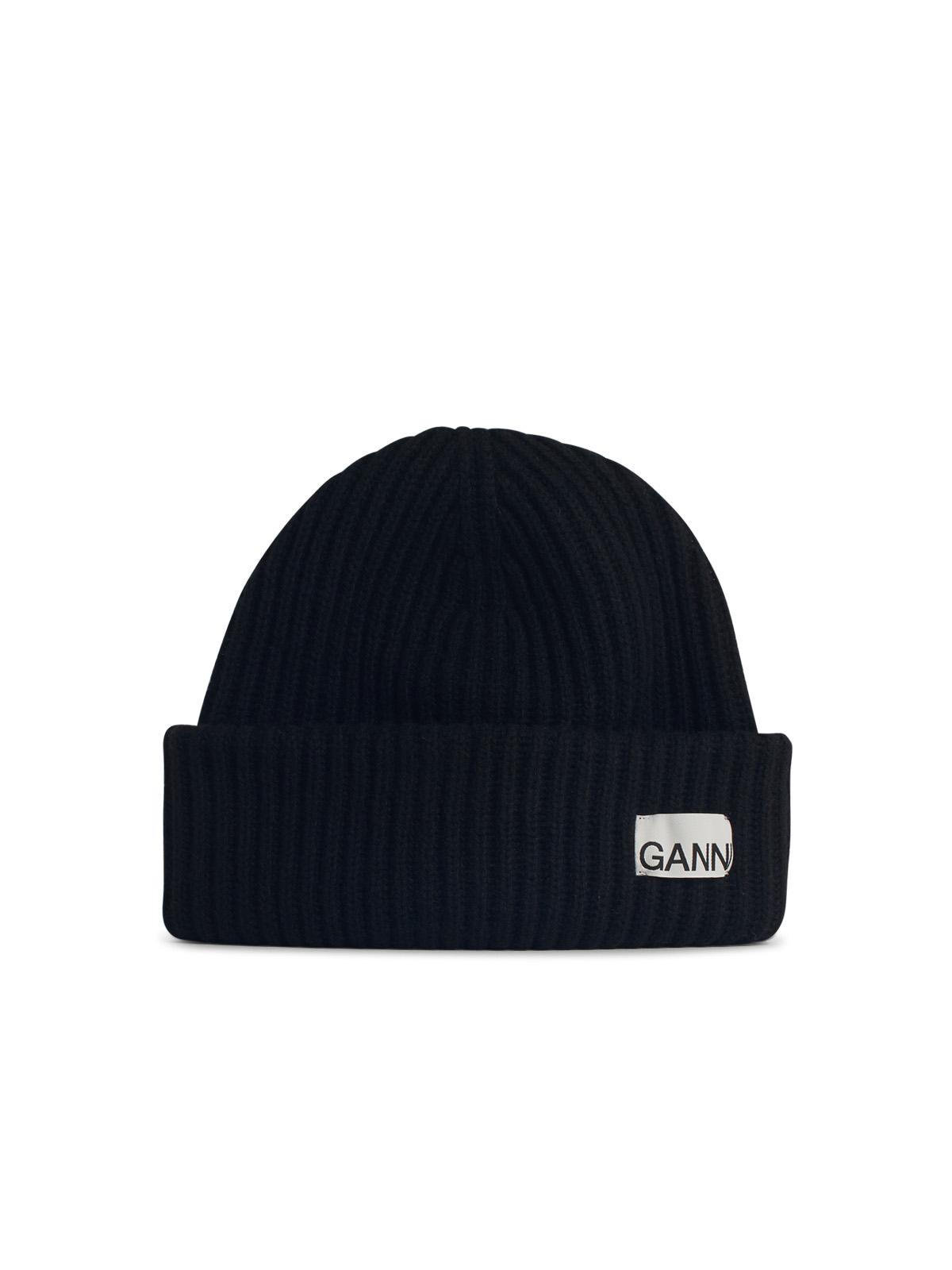 Ganni Black Wool Beanie Women GANNI
