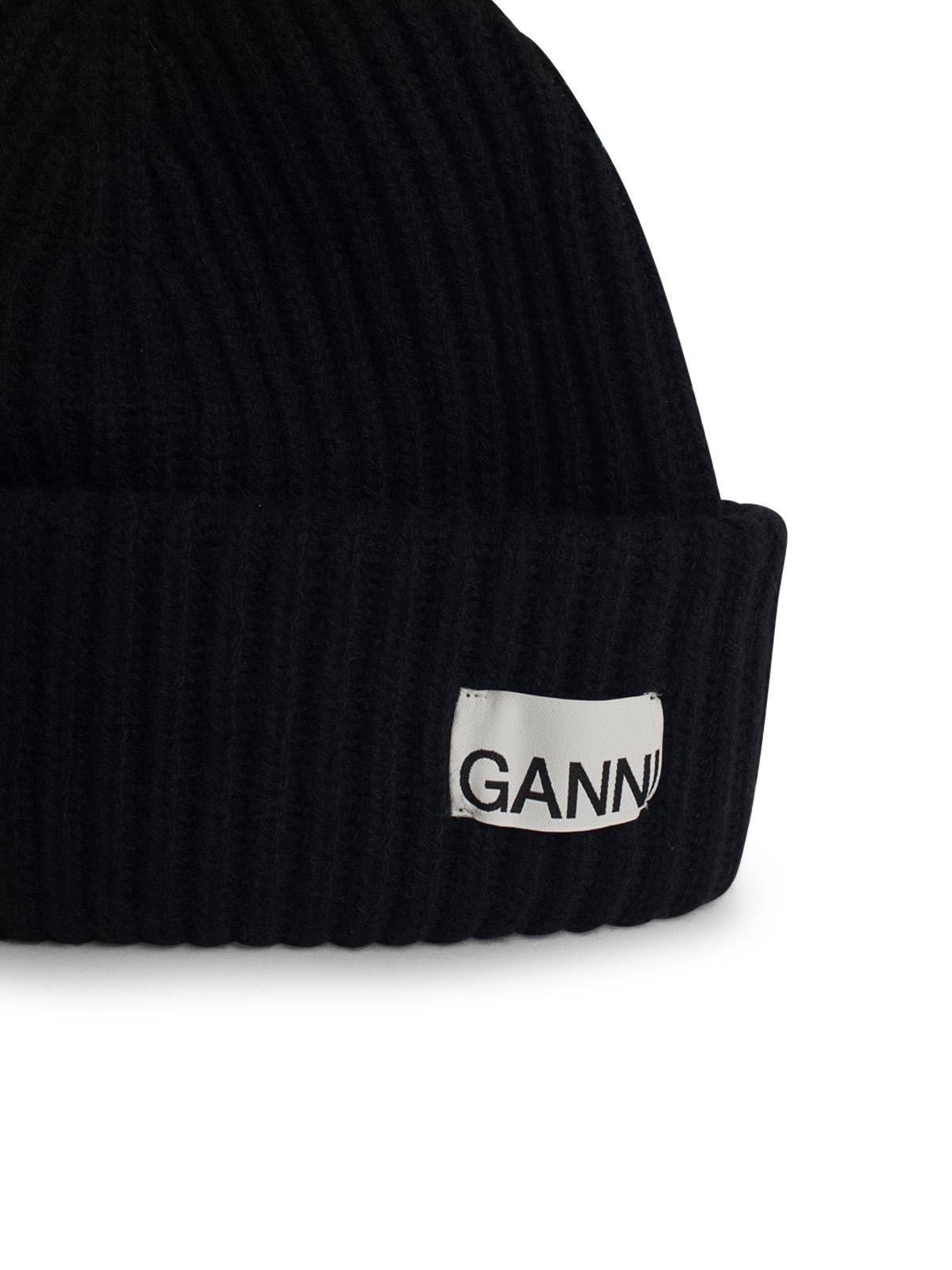 Ganni Black Wool Beanie Women GANNI