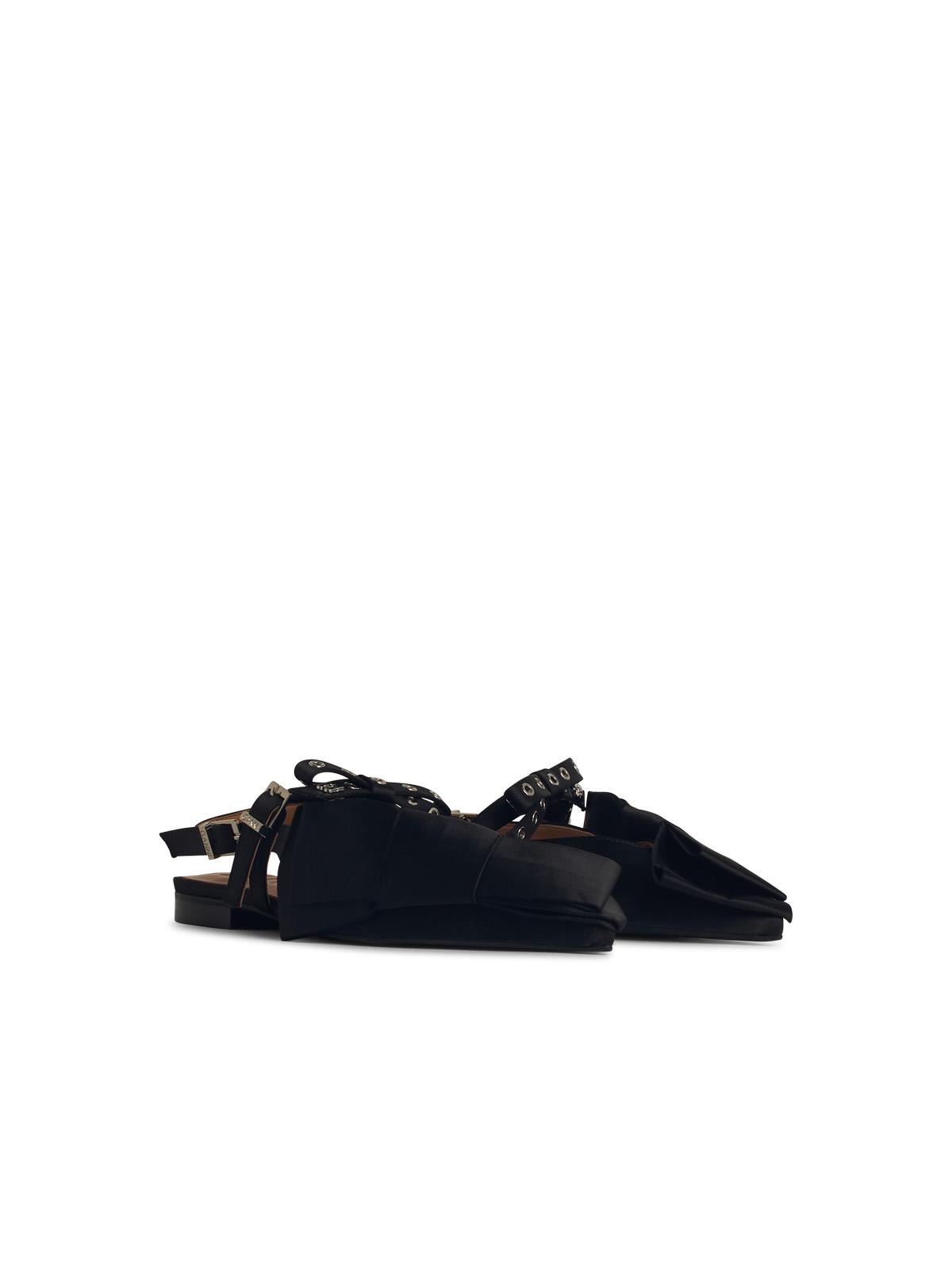Ganni 'Big Bow' Black Polyester Ballet Flats Women GANNI