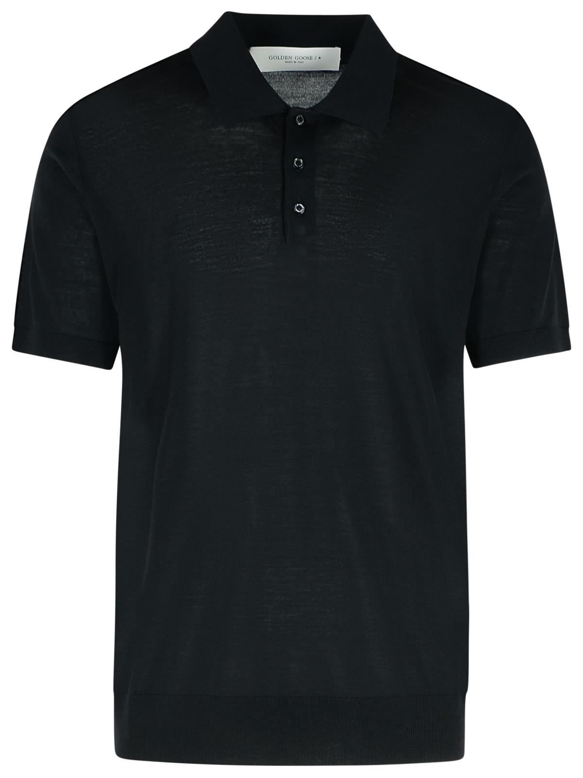 Golden Goose Black Virgin Wool Polo Shirt Men GOLDEN GOOSE