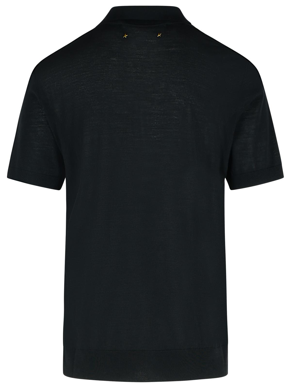 Golden Goose Black Virgin Wool Polo Shirt Men GOLDEN GOOSE