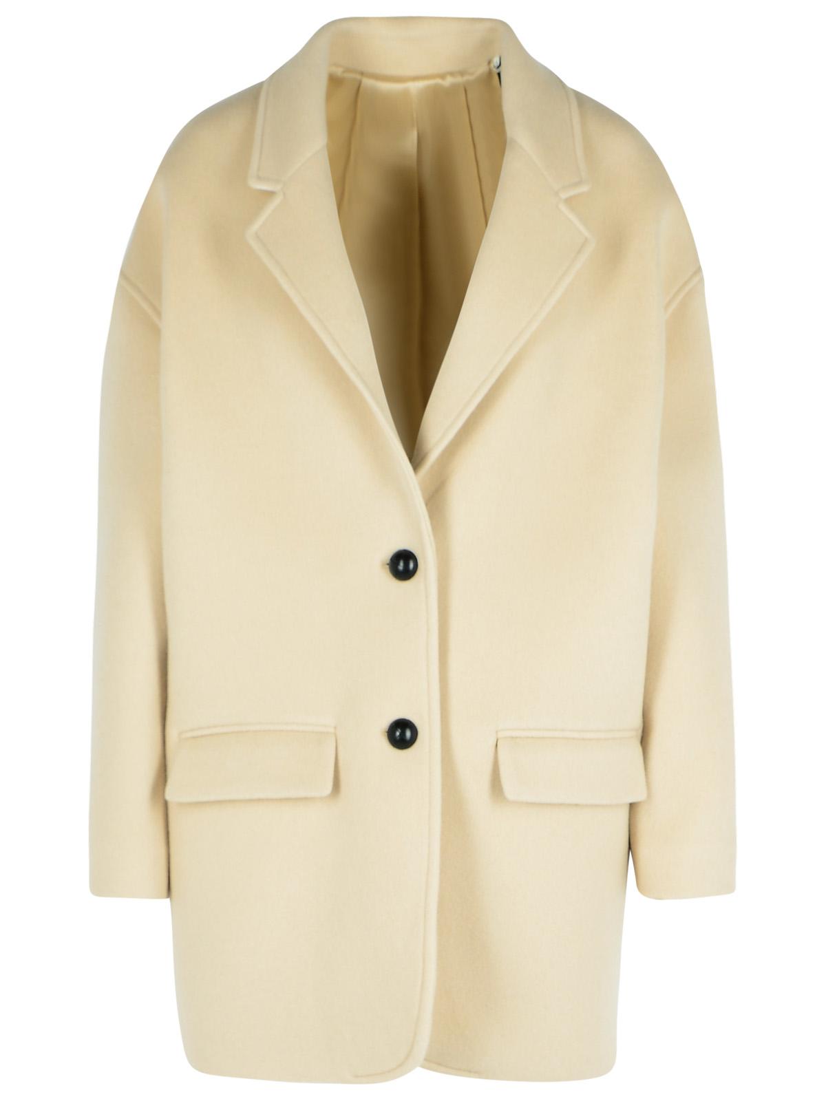 Isabel Marant 'Campbelle' Beige Virgin Wool Blend Coat Women ISABEL MARANT