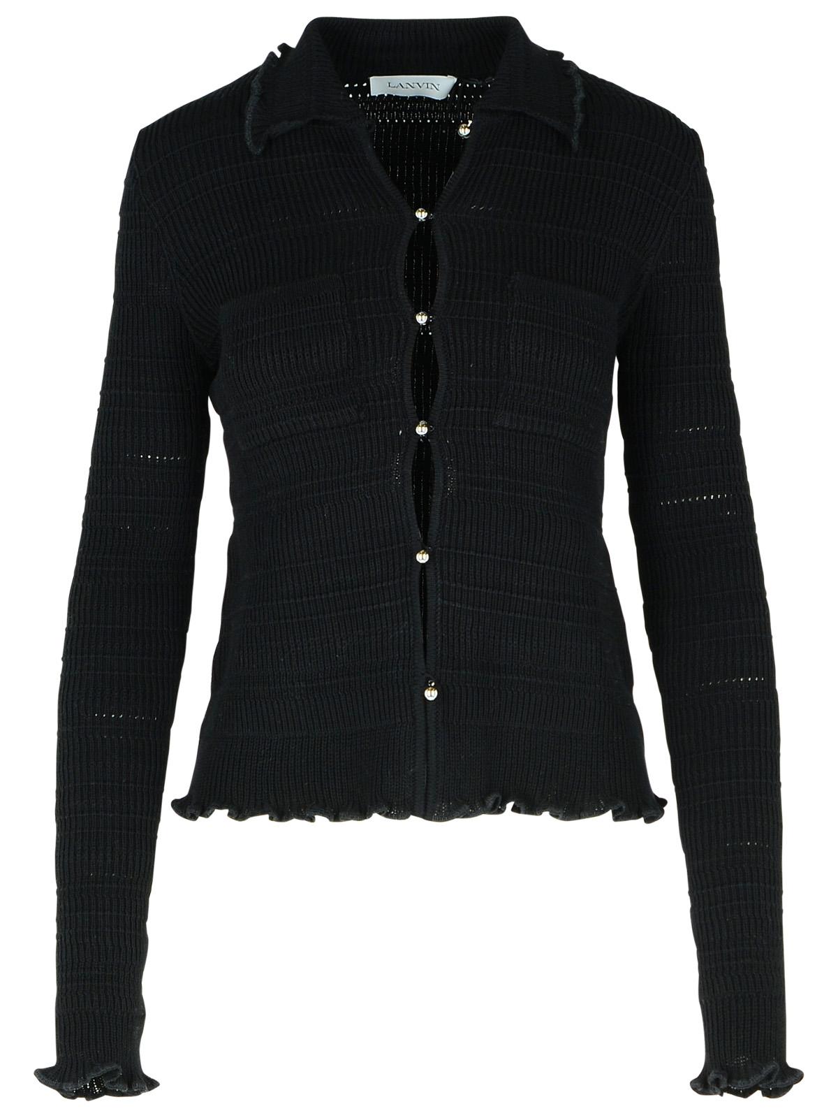 Lanvin 'Ribbed' Black Cotton Cardigan Women LANVIN