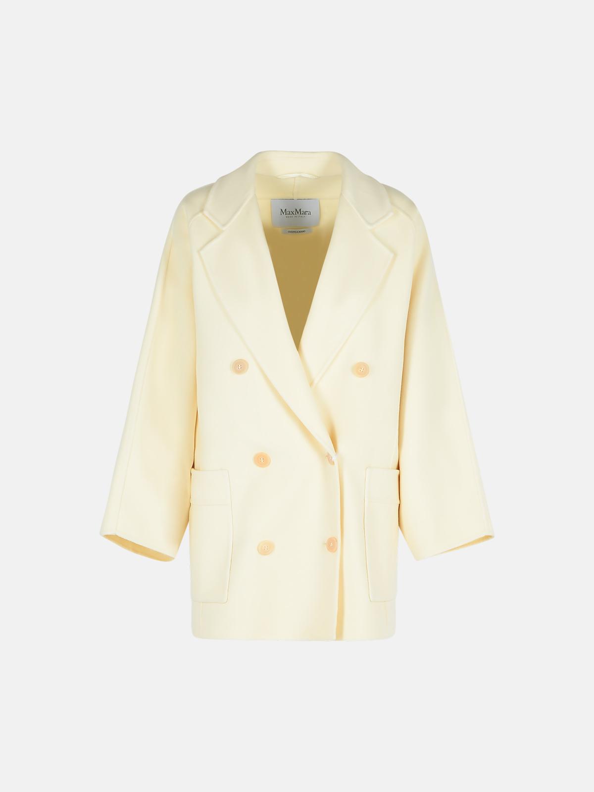 Max Mara 'Teddy Crop' White Wool Blend Coat Women MAX MARA