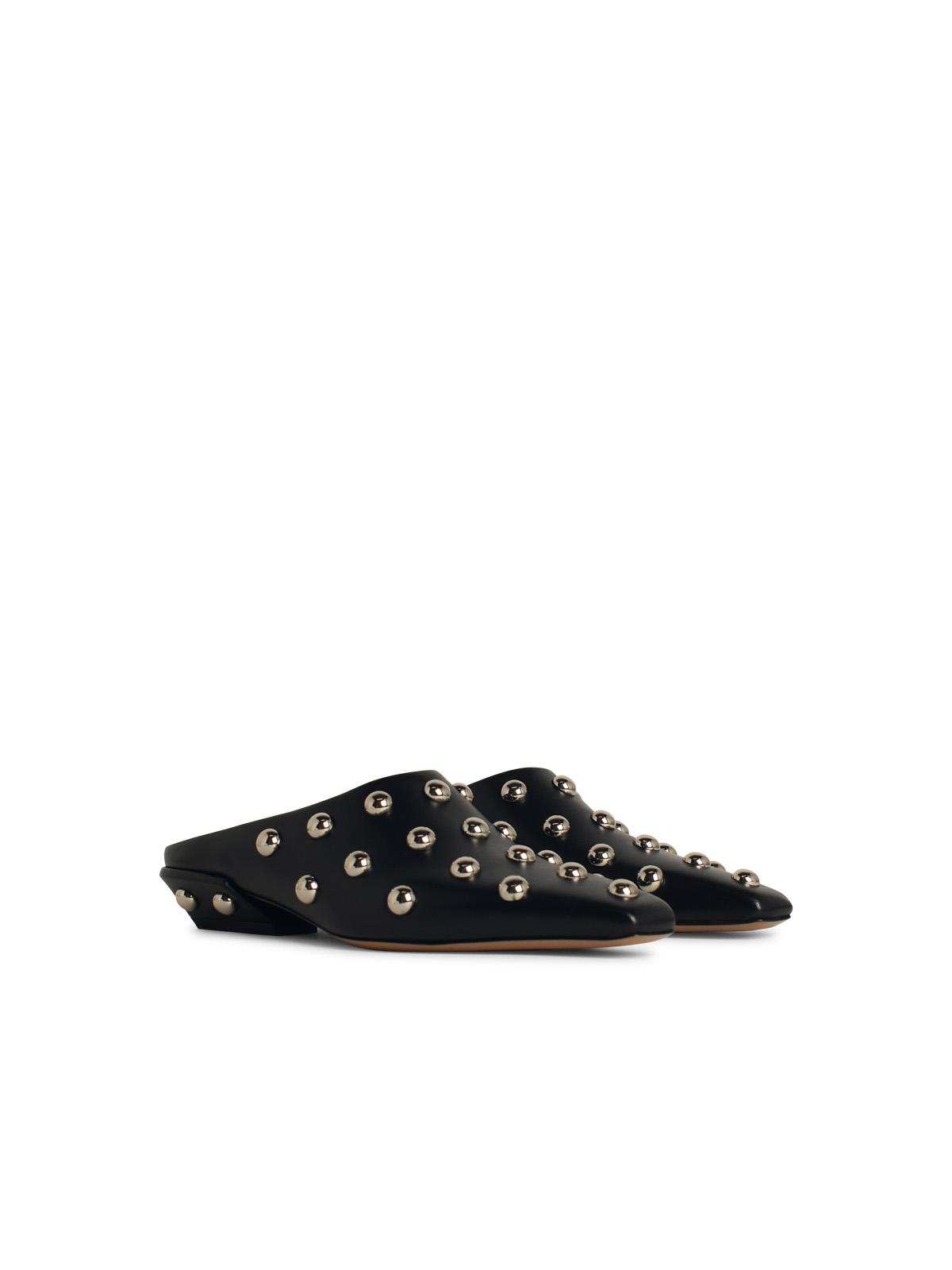 Paris Texas 'Belle' Black Leather Sabots Women PARIS TEXAS