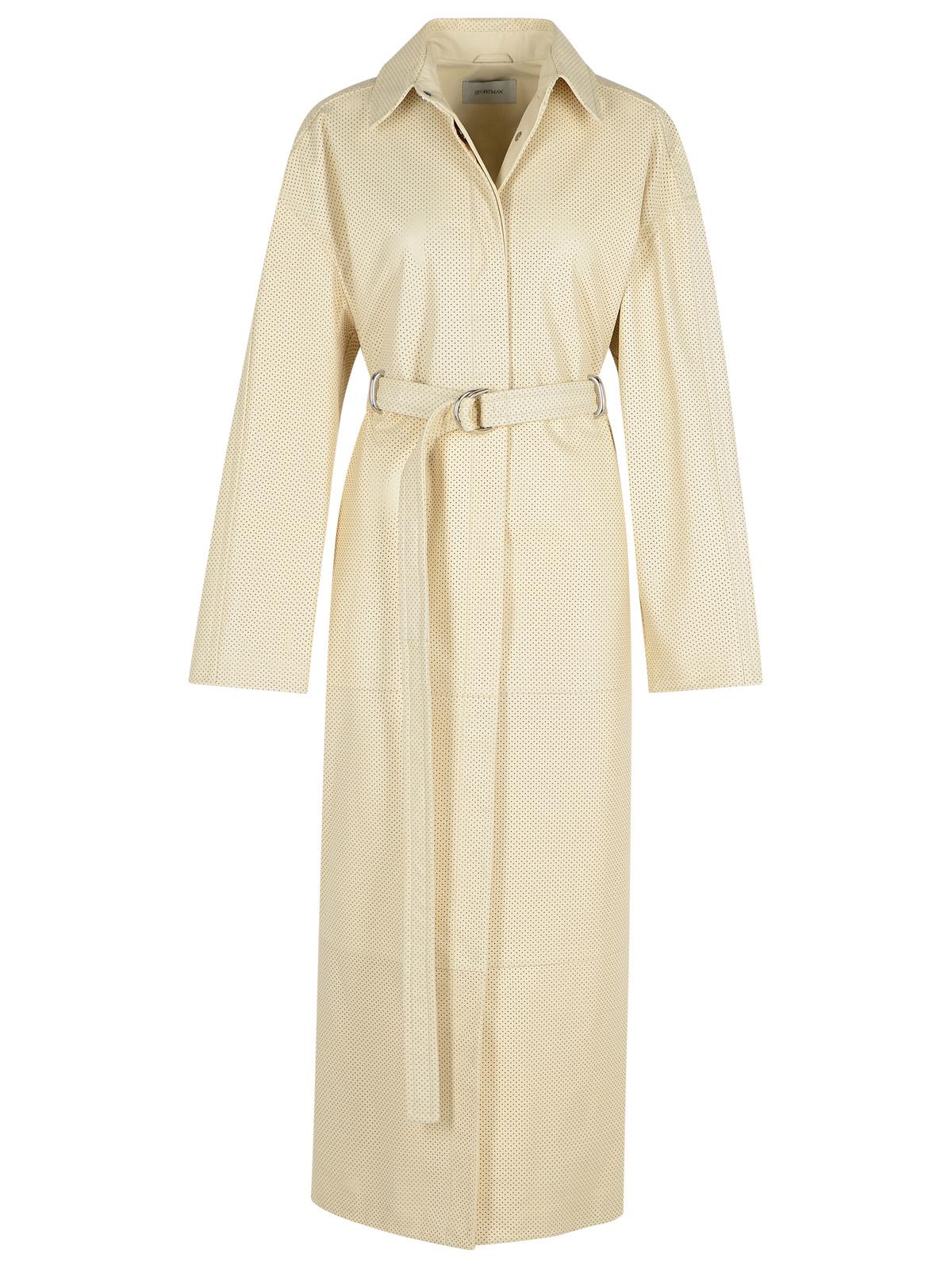 Sportmax Ivory Leather Trench Coat Women SPORTMAX