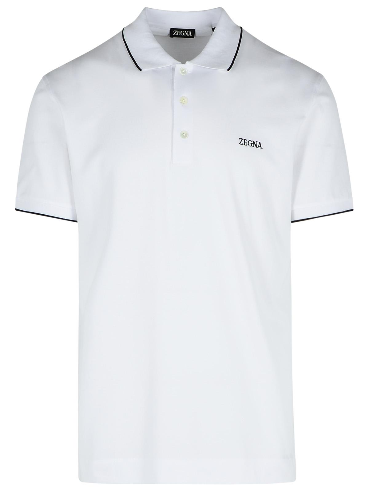 Zegna White Cotton Polo Shirt Men ZEGNA