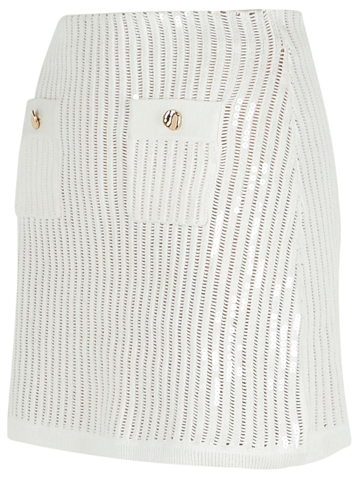 Self Portrait 'Crochet' Skirt In White Cotton Blend Women SELF-PORTRAIT