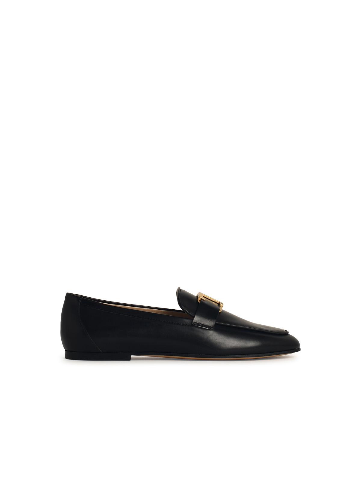 Tod's Black Leather Loafers Women TOD'S