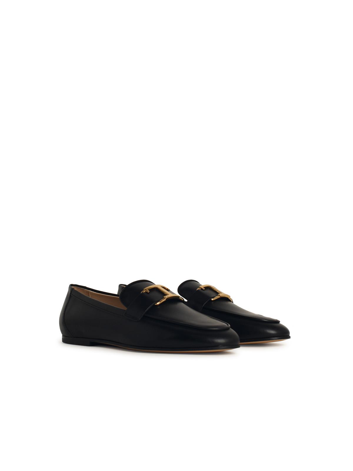 Tod's Black Leather Loafers Women TOD'S