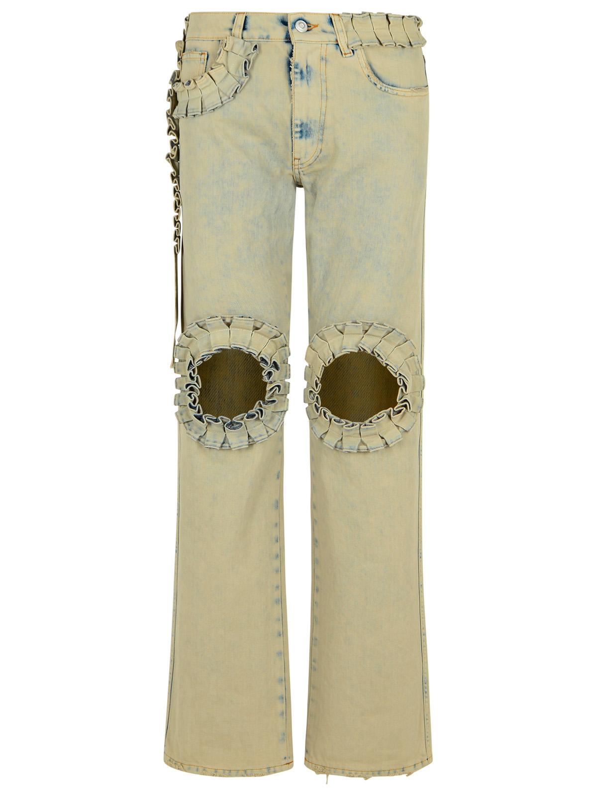 Coperni 'Ruffled' Grey Cotton Jeans Women COPERNI