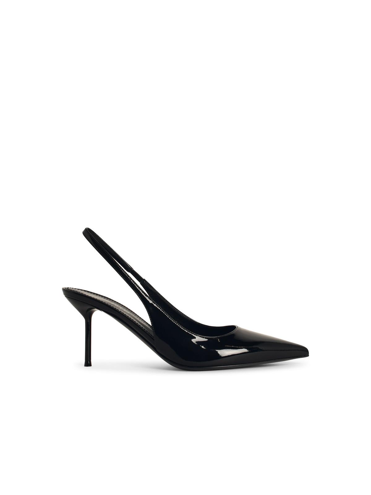 Paris Texas 'Lisia' Black Leather Slingbacks Women PARIS TEXAS