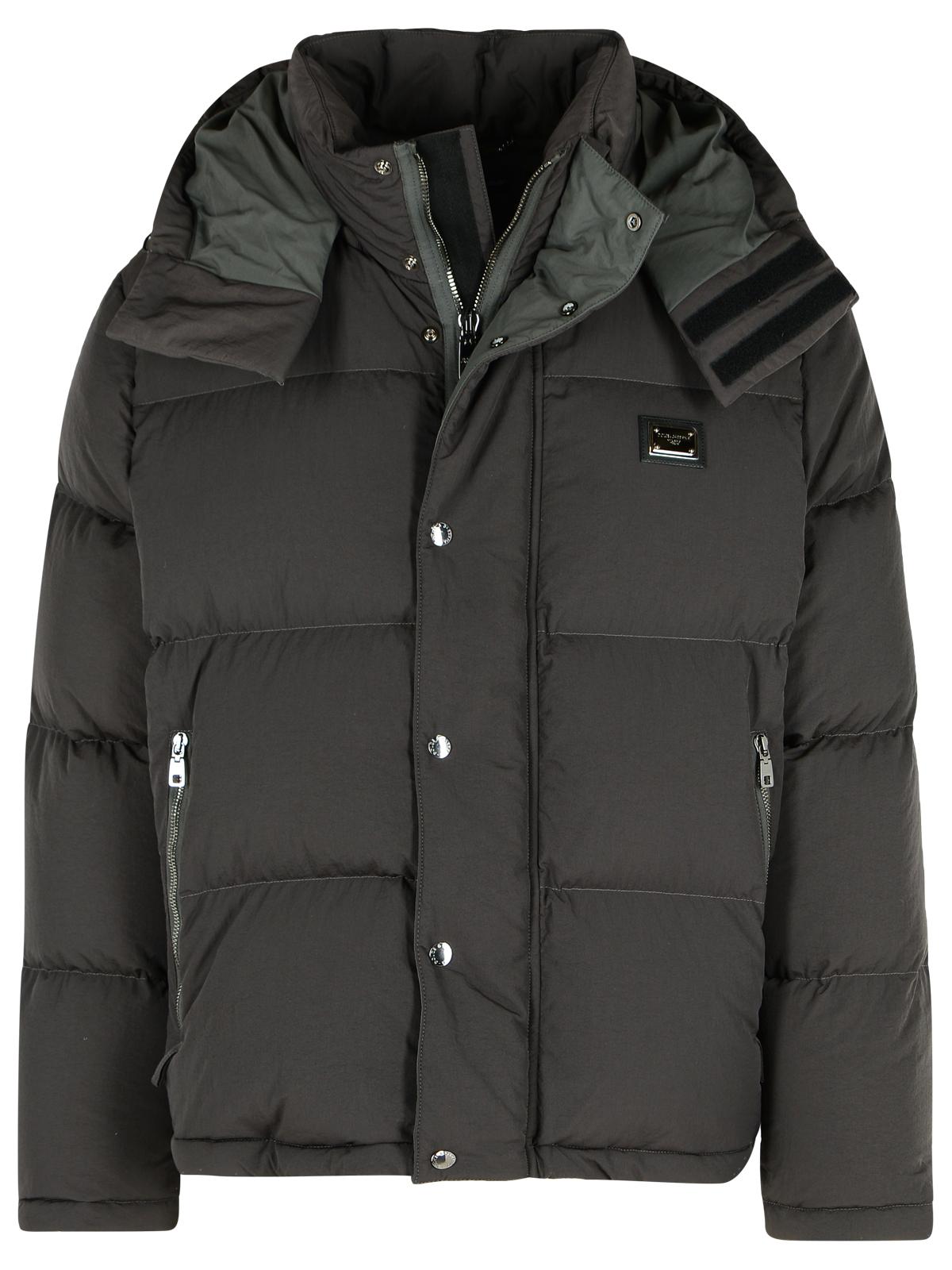 Dolce & Gabbana Grey Polyamide Down Jacket Men DOLCE & GABBANA
