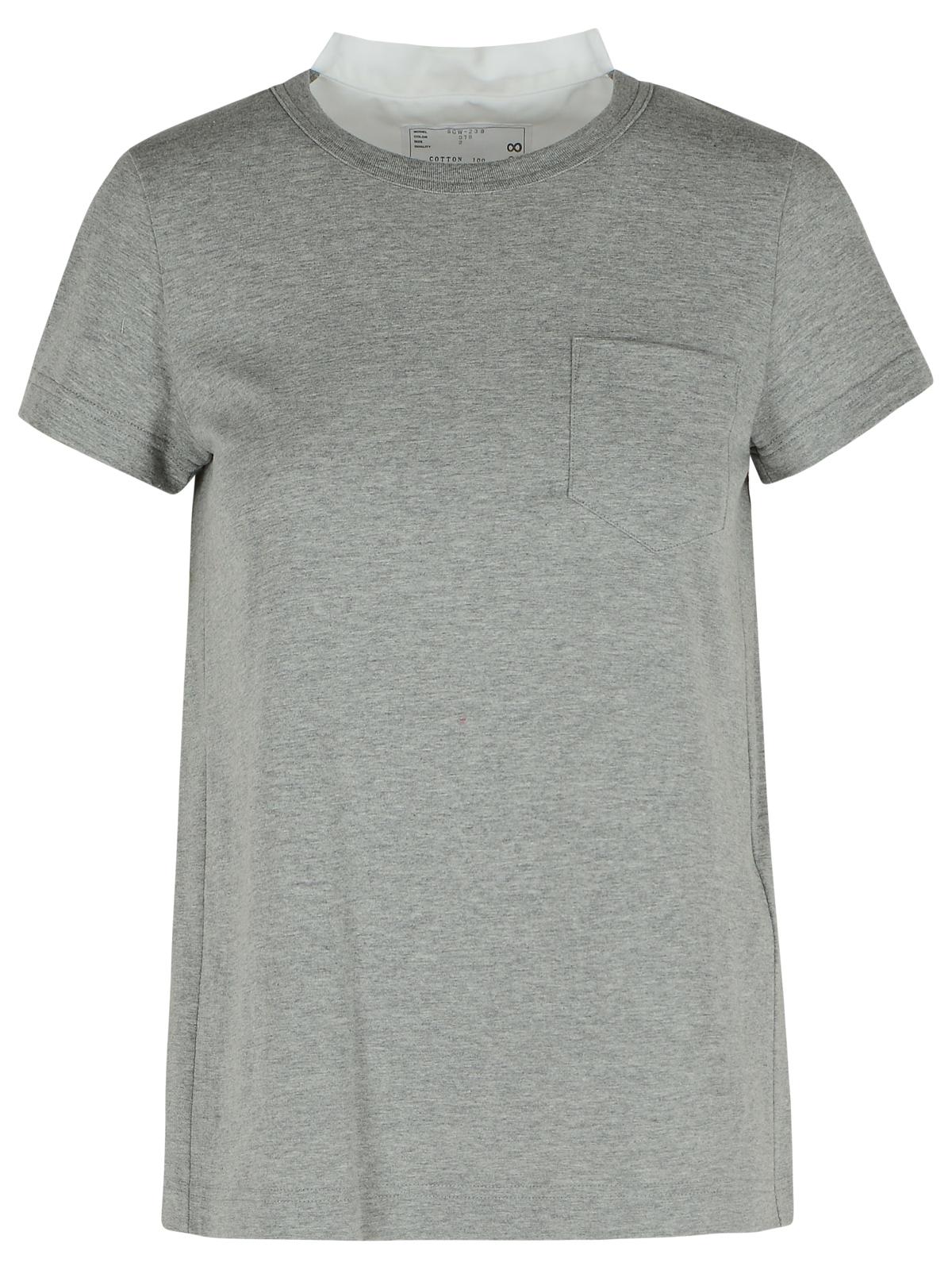 Sacai Gray Cotton T-Shirt Women SACAI