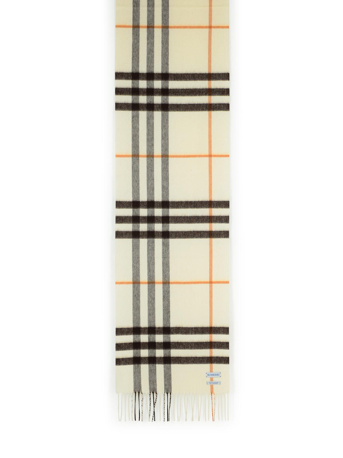 Burberry 'Mu Giant Check' White Cashmere Scarf Women BURBERRY