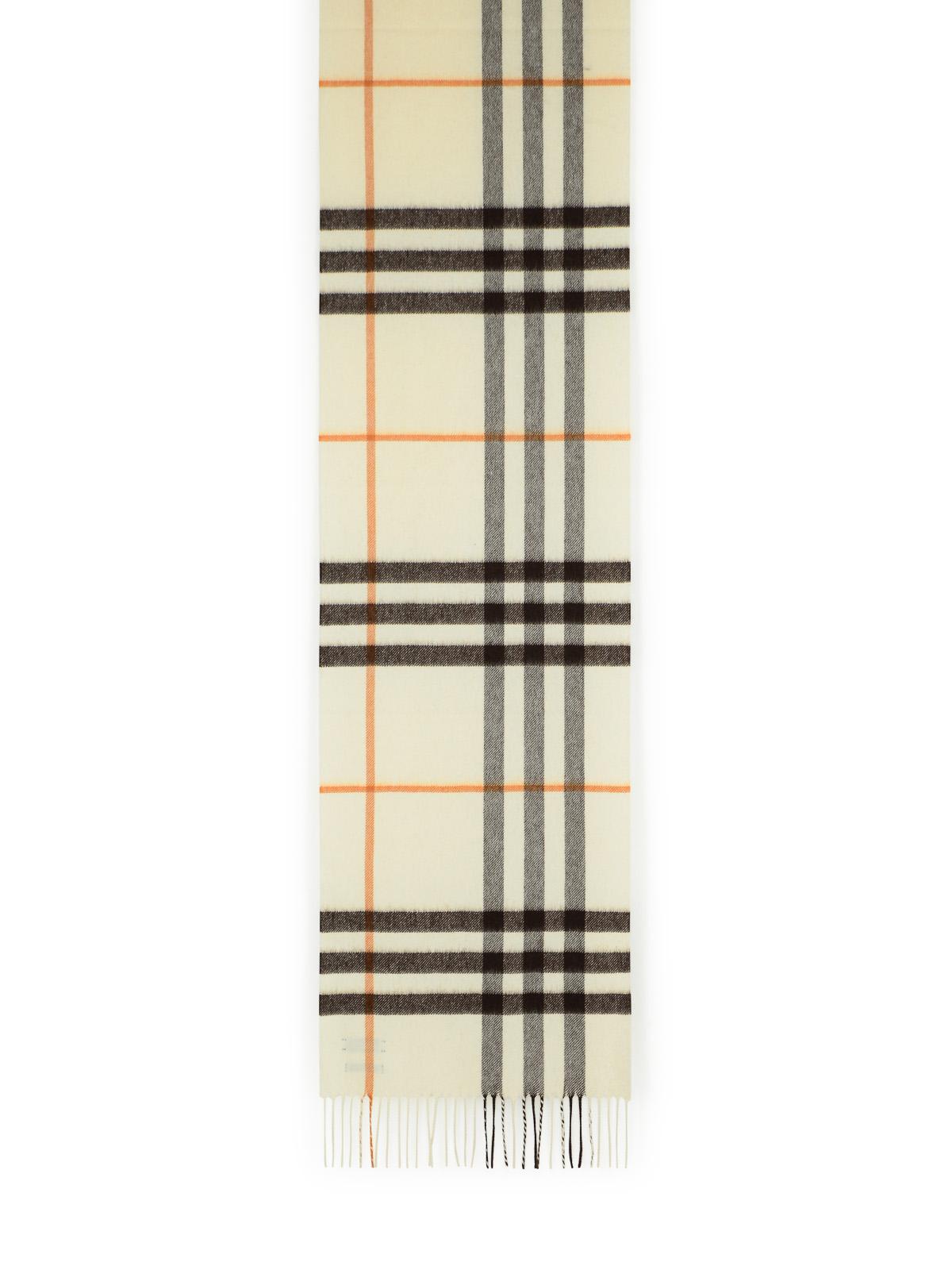 Burberry 'Mu Giant Check' White Cashmere Scarf Women BURBERRY