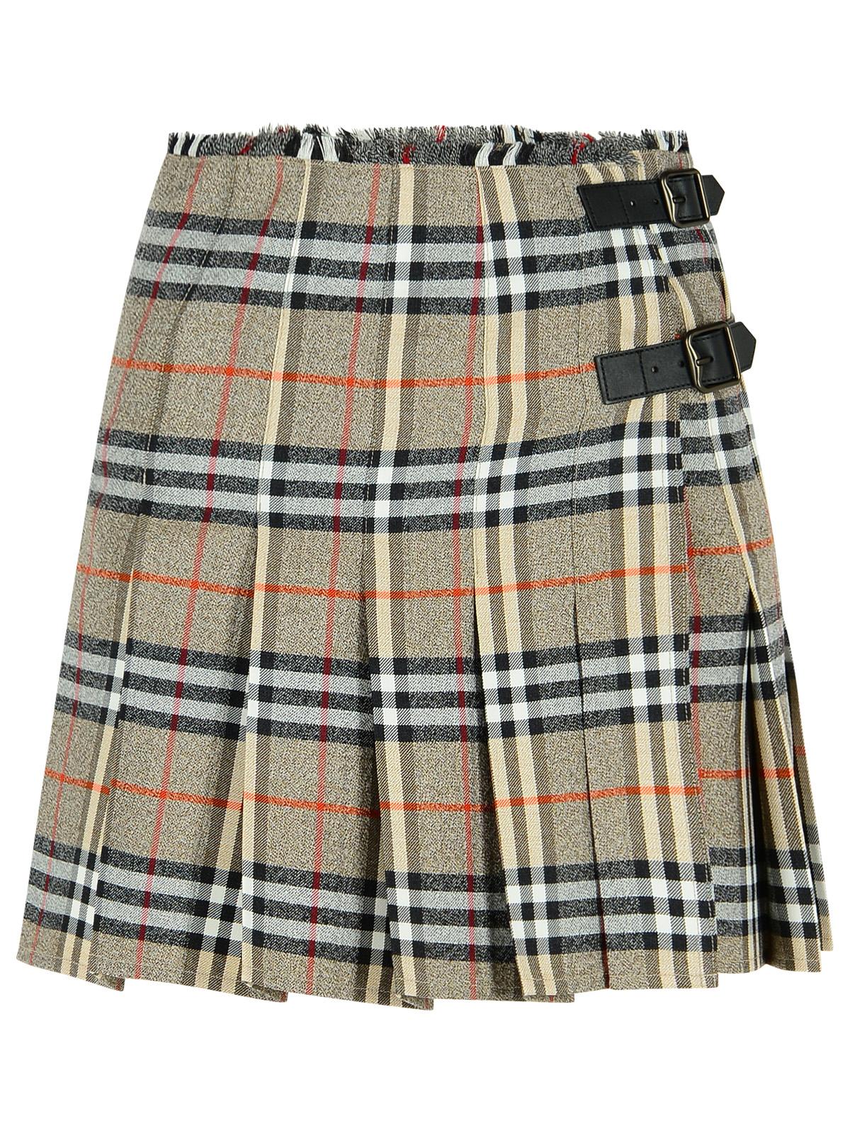 Burberry Grey Wool Mini Kilt Women BURBERRY