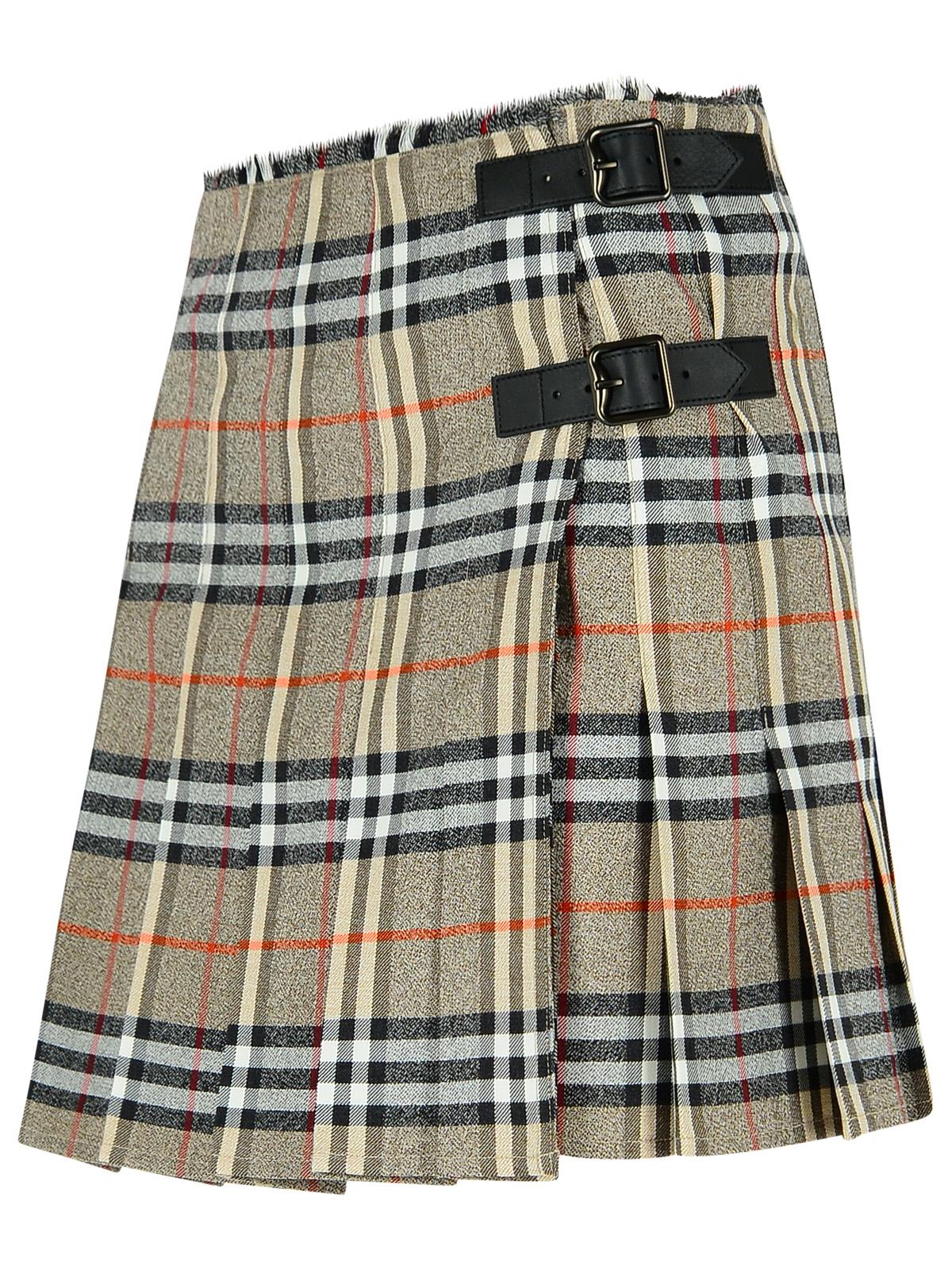 Burberry Grey Wool Mini Kilt Women BURBERRY