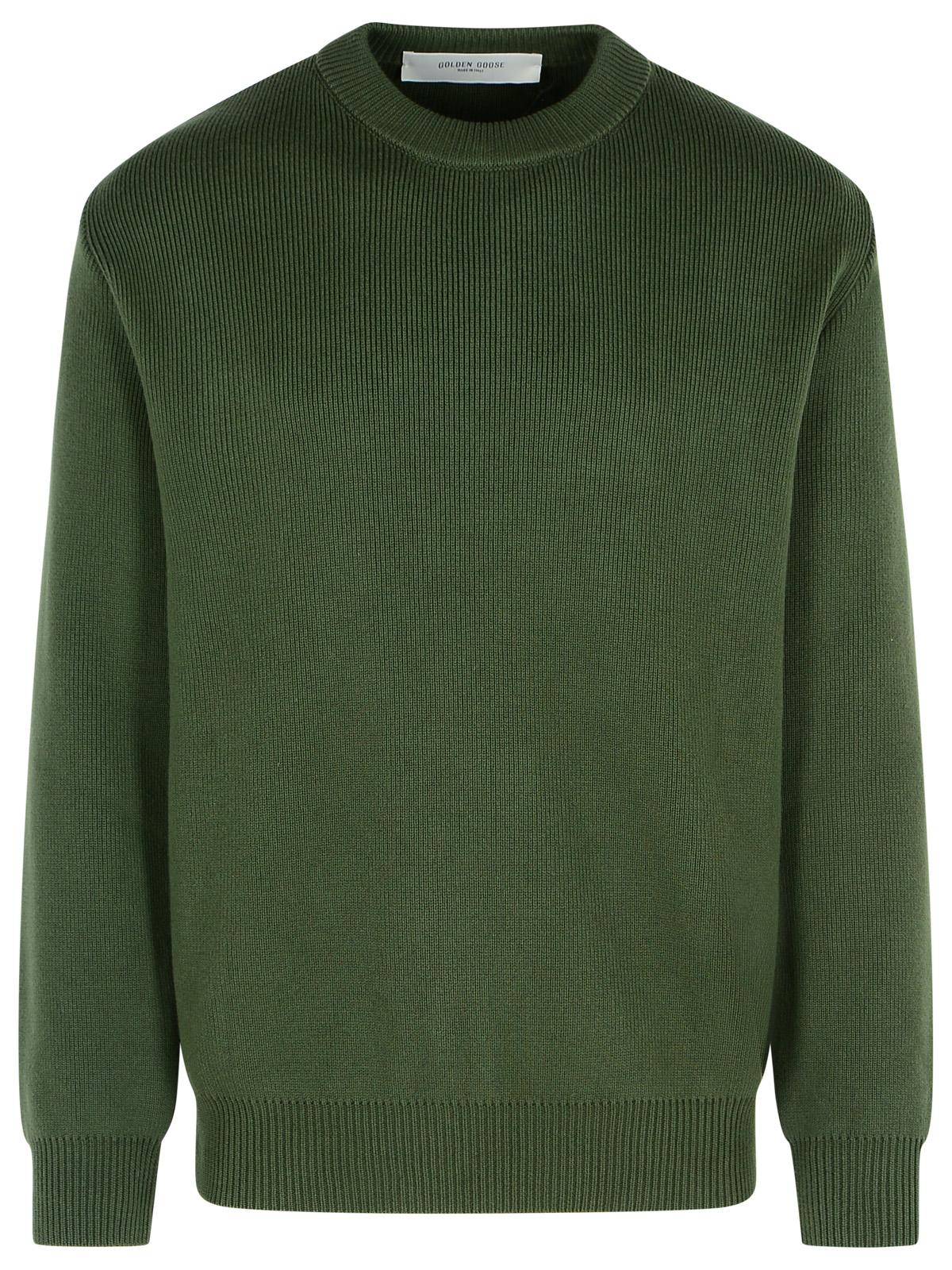 Golden Goose Green Cotton Sweater Men GOLDEN GOOSE