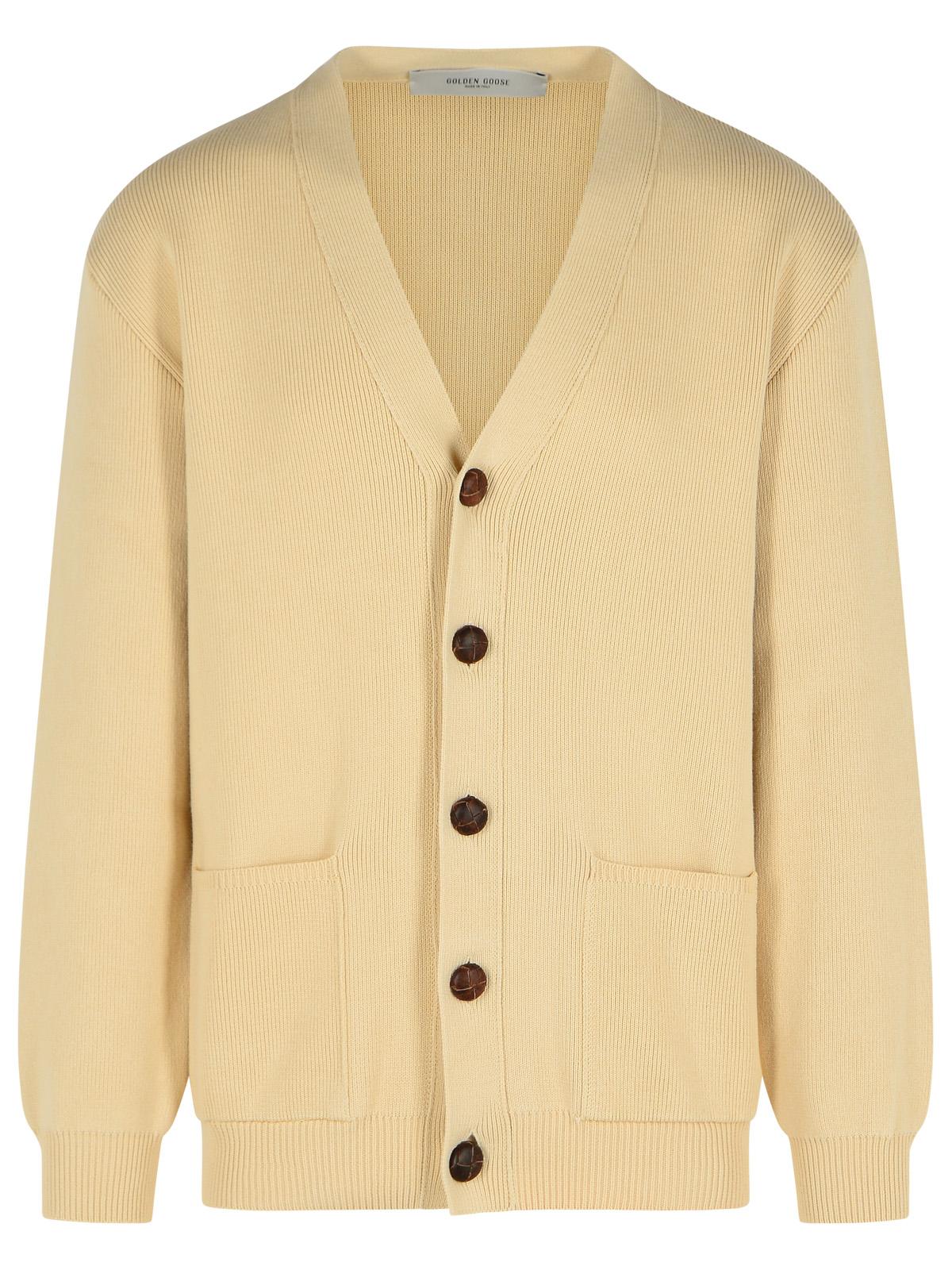 Golden Goose Cardigan In Beige Cotton Blend Men GOLDEN GOOSE