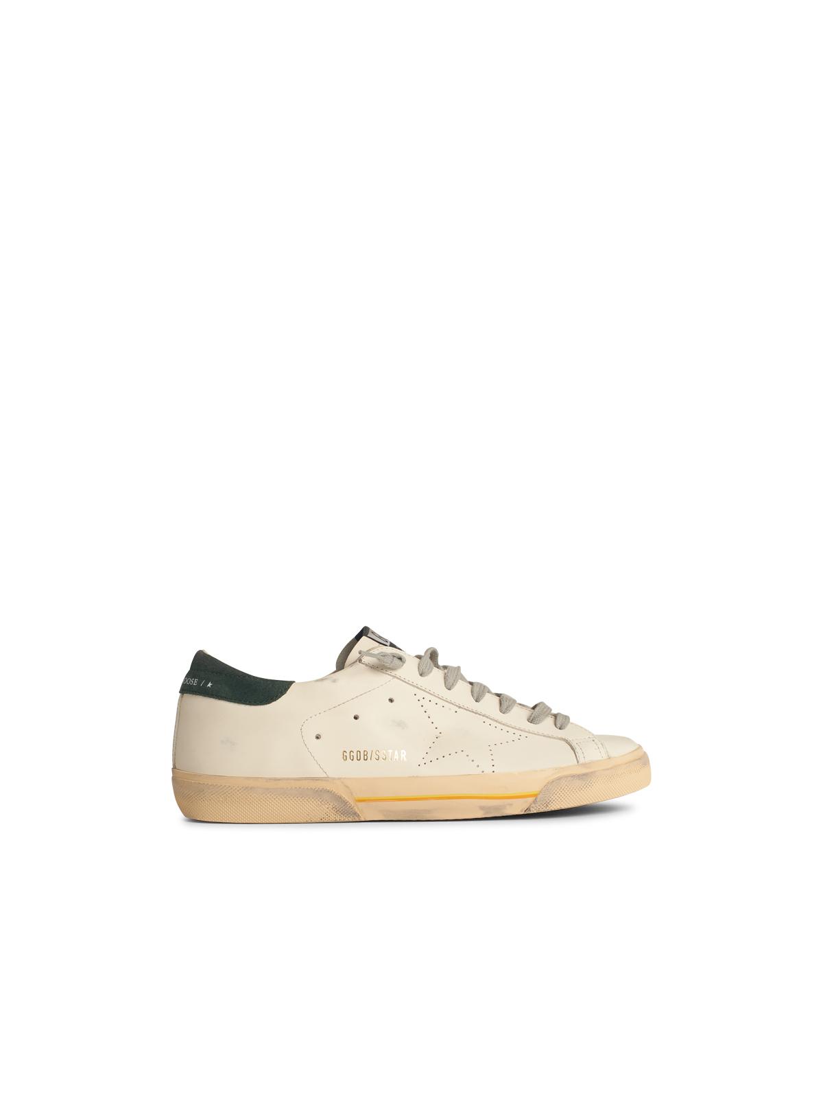 Golden Goose Super-Star Skate' In White Leather With Green Suede Heel Men GOLDEN GOOSE