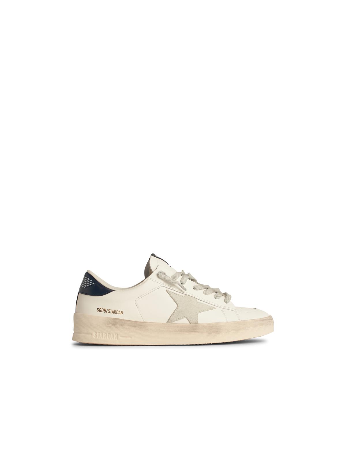 Golden Goose Men's Standard In White Leather With Grey Suede Star And Blue Leather Heel Men GOLDEN GOOSE