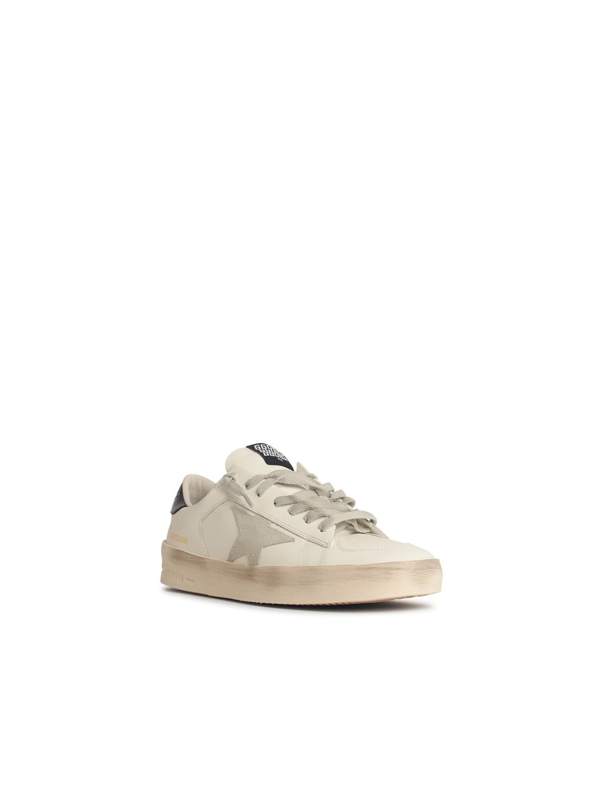 Golden Goose Men's Standard In White Leather With Grey Suede Star And Blue Leather Heel Men GOLDEN GOOSE