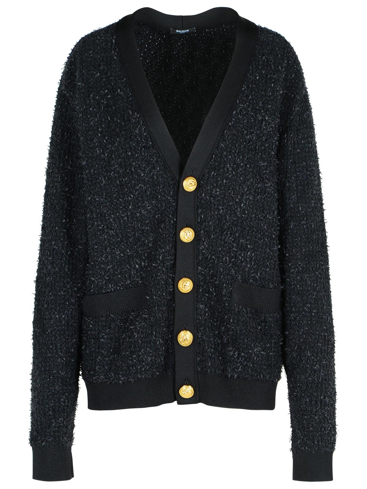 Balmain Black Cotton Blend Cardigan Men BALMAIN