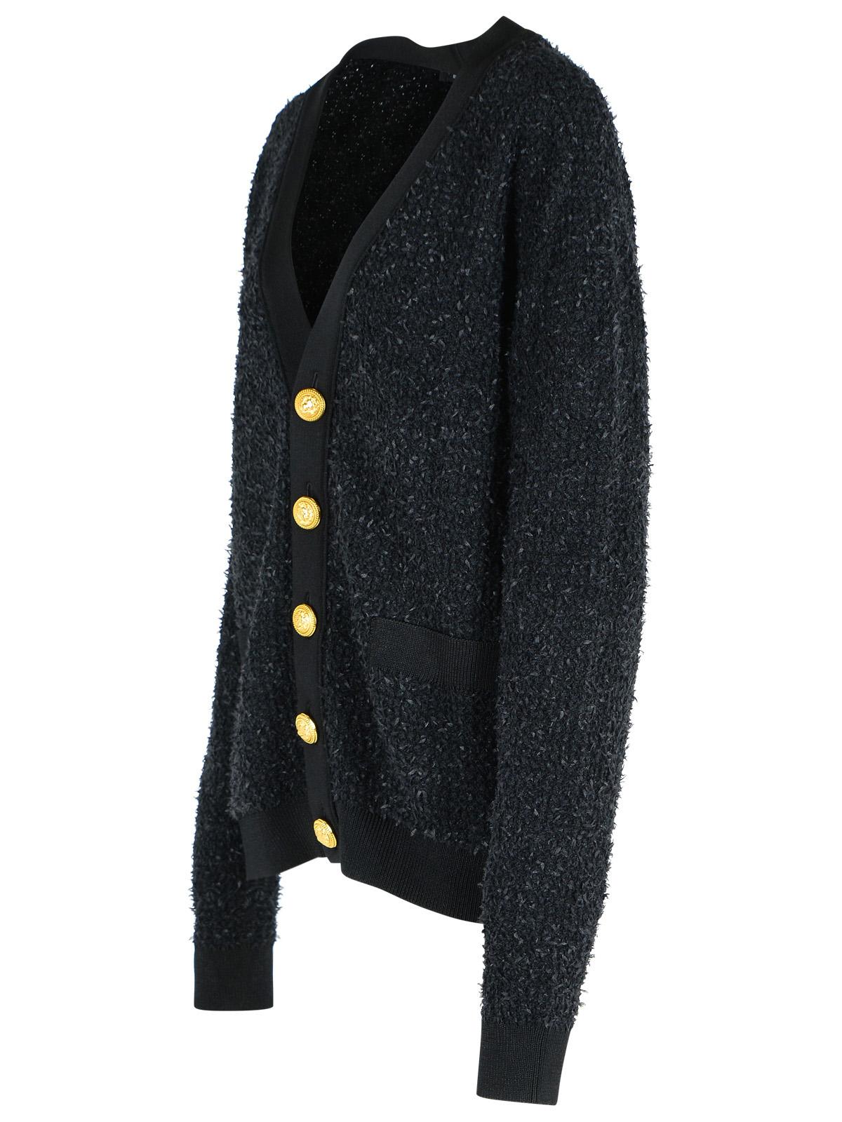 Balmain Black Cotton Blend Cardigan Men BALMAIN