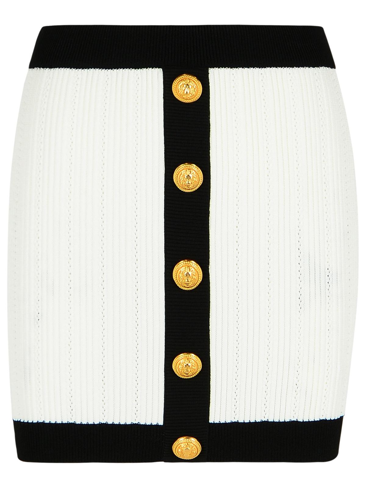 Balmain Mini Skirt In White Viscose Blend Women BALMAIN