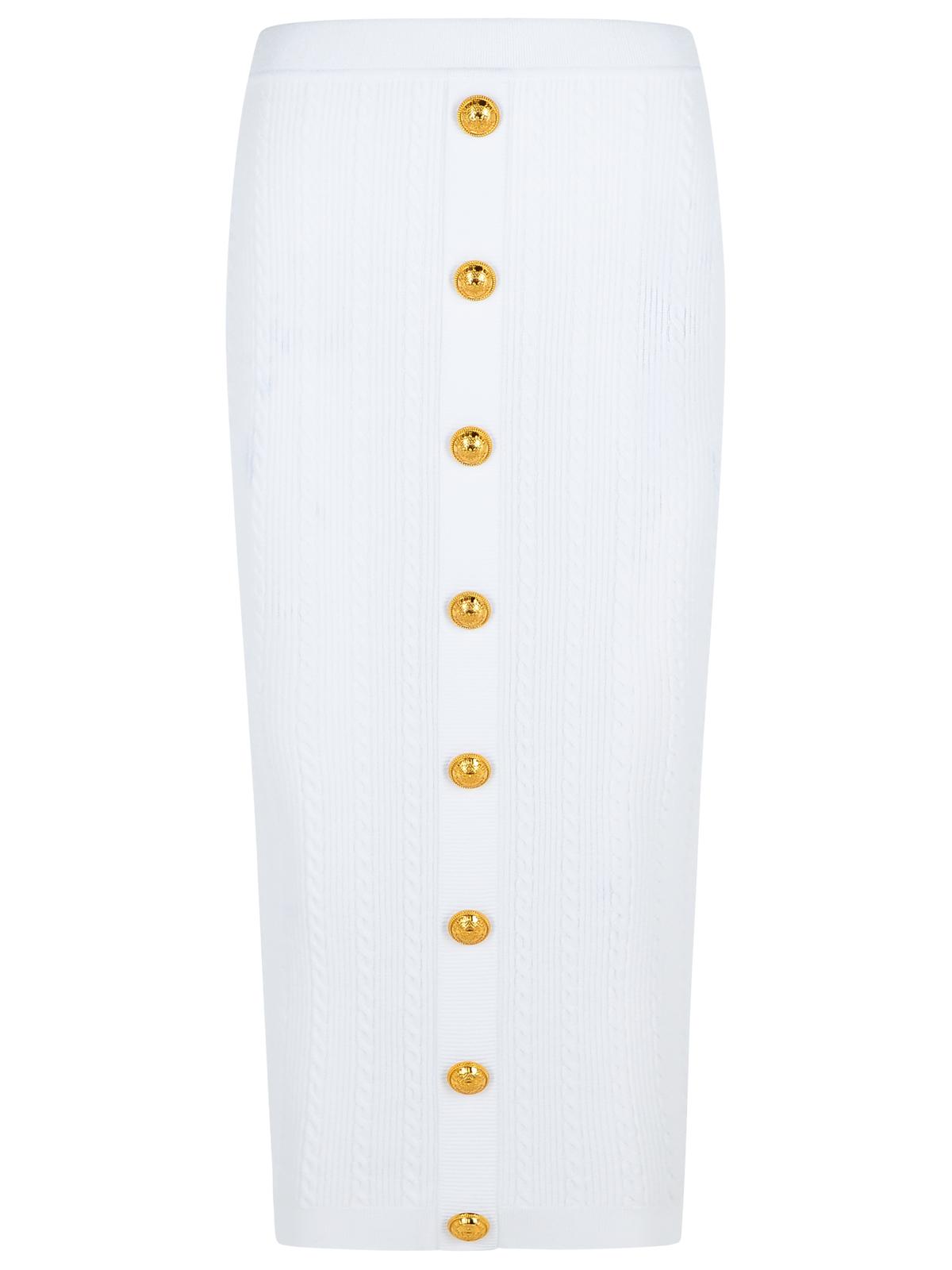 Balmain Long Skirt In White Viscose Blend Women BALMAIN